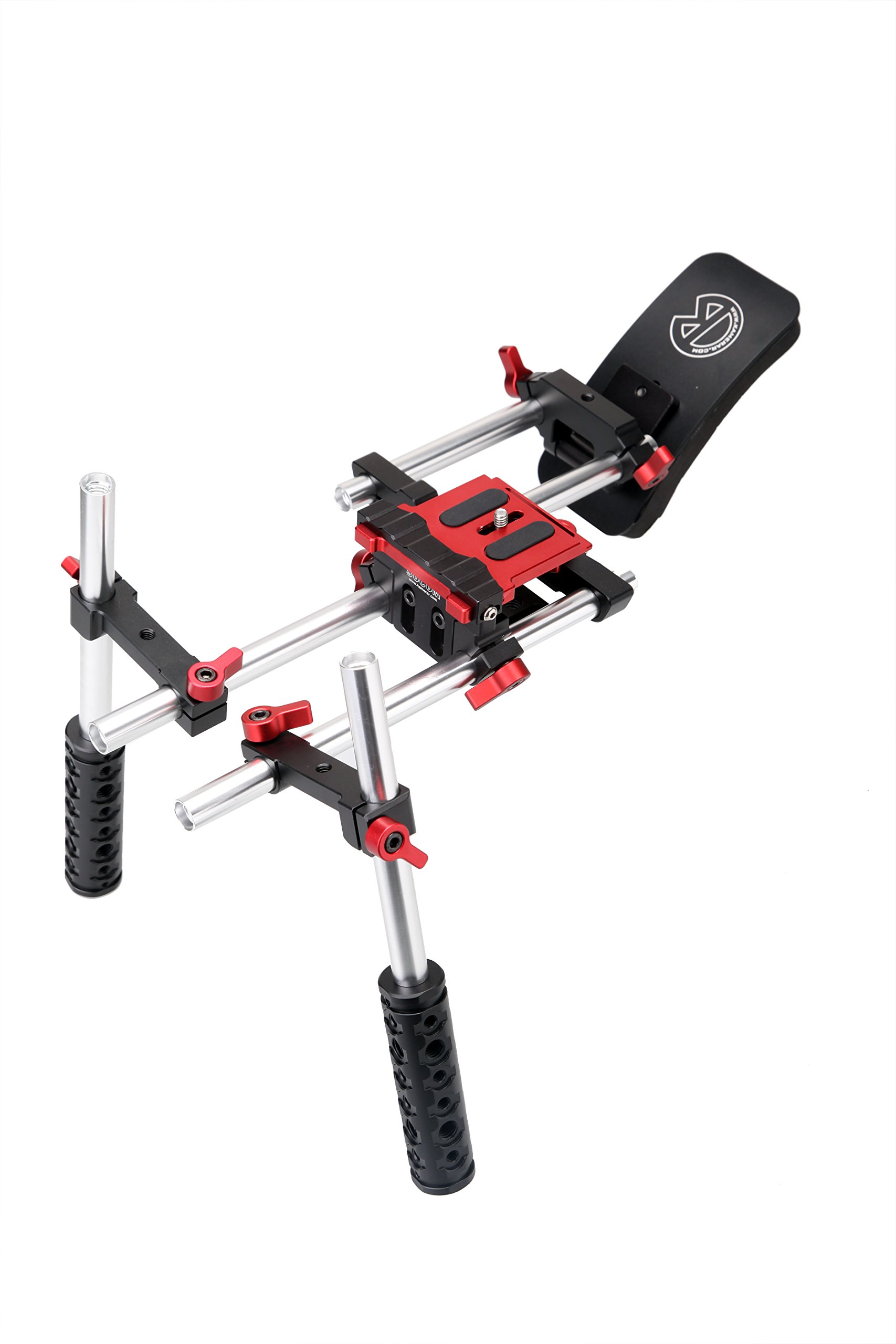 Socom Dual Grip Video Stabilization Shoulder Rig filmmaker kit w/ 15mm Rail System and Comfortable Soft Rubber Shoulder Pad for BMPCC, DSLR Sony Canon Nikon Cameras Video Camcorders