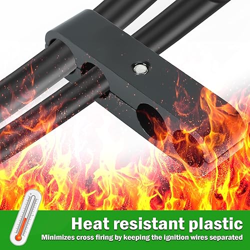 Miniatura 3 de Kit de separadores de cables de bujía de aluminio, separador divisor de cables de bujía del motor de 7mm 8mm 9.5mm para envolturas SBC 350 (Negro, 2