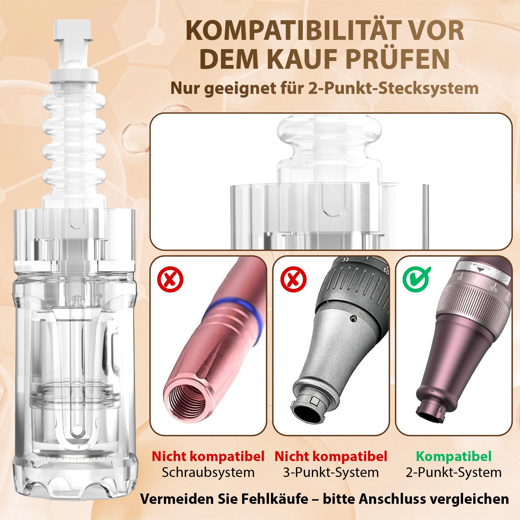 P-Beauty Ersatz Nadeln Patronen mit Bajonettverschluss 36 Pin 50 Stück - Ersatznadeln Dermapen kompatibel mit A6 A10 M5 M7 N2 Geräten - Microneedling Pen, Derma Pen für großflächige Anwendungen