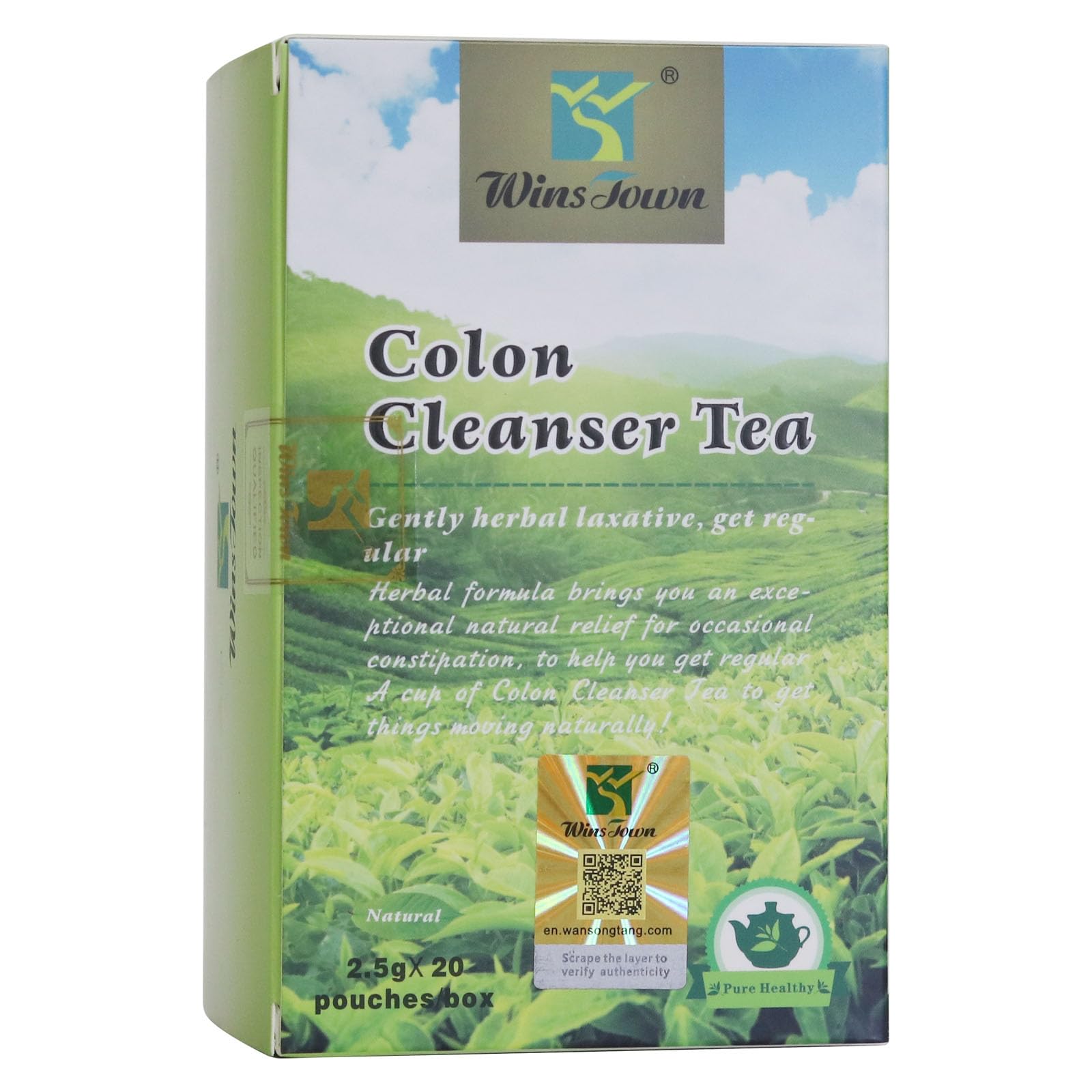 Wins Town Colon Cleanser Tea, Herbal Laxative Tea, Relieve Constipation and Body Detox, Supports Healthy Gut and Digestion, 20 Tea Bags