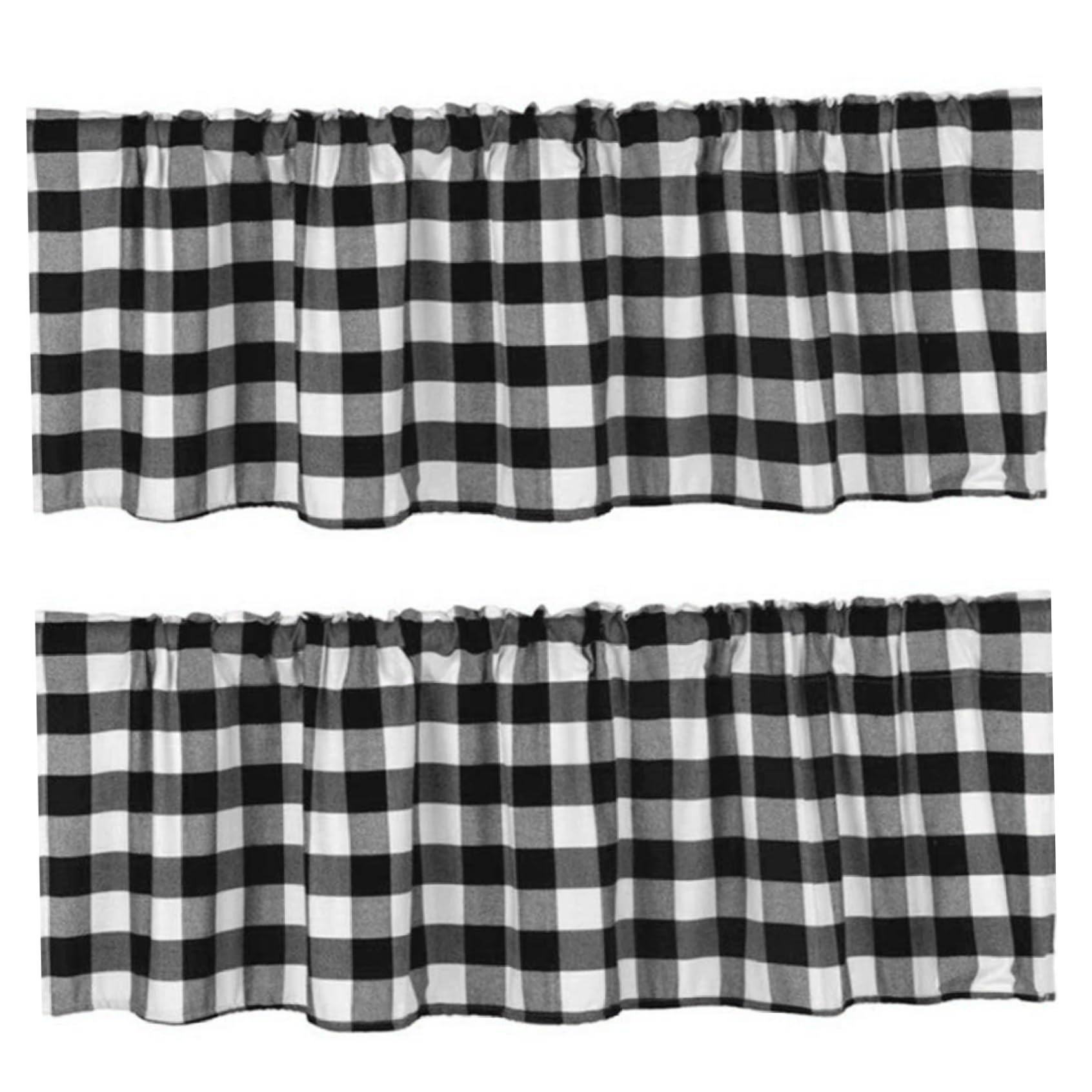 Veesper 2PCS Buffalo Check Curtains Black and White Plaid Valances Rustic Farmhouse Kitchen Curtains Window Treatments for Living Room Bedroom Home Decor