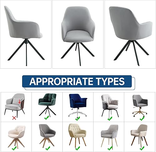 Vista 4 de Funda giratoria para silla de comedor para oficina, silla de escritorio de oficina elástica con respaldo medio, protector de silla de brazo de ocio