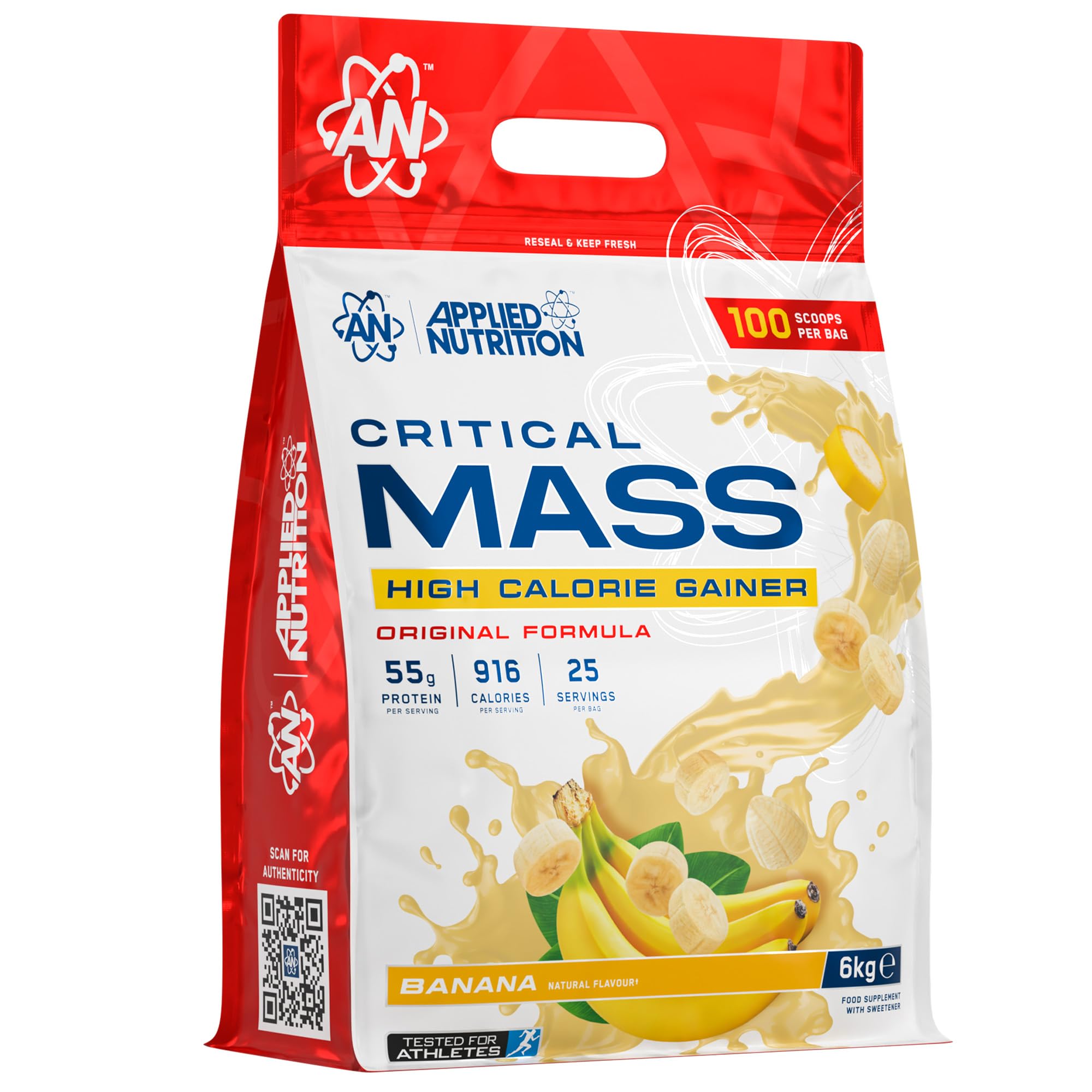 Applied Nutrition Critical Mass Gainer, Banane, 6kg, 25 Portions