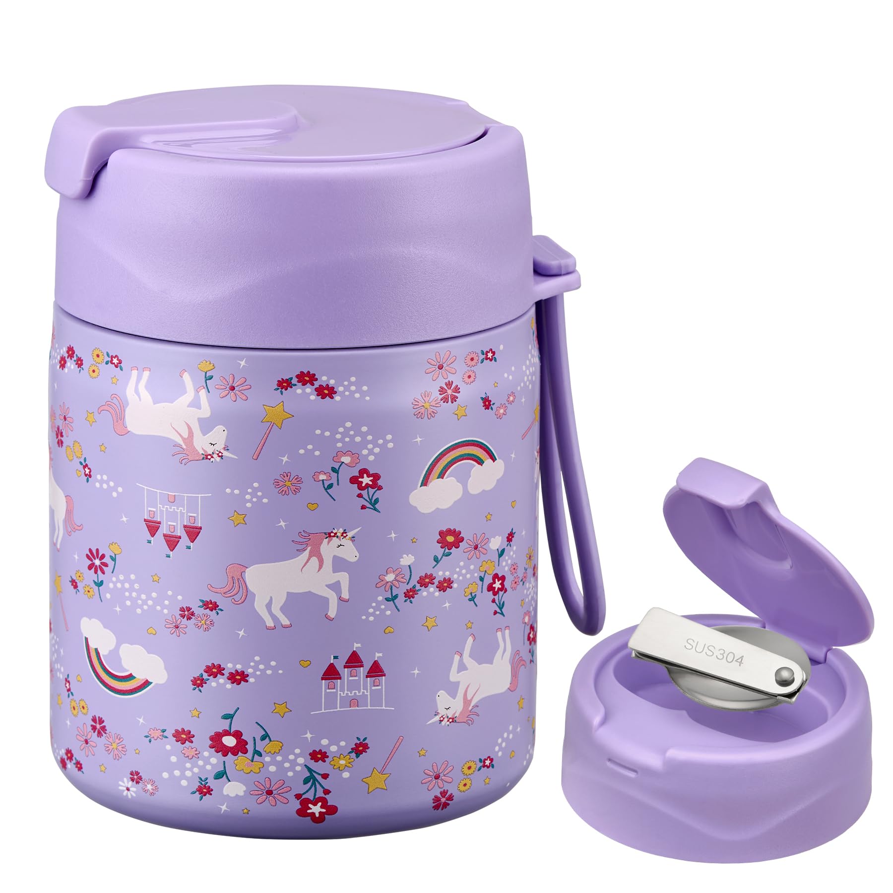 17oz Soup Thermo for Hot Food Kids,Insulated Food Jar with Spoon,Thermo Hot Food Lunch Container,Wide Mouth Leakproof Stainless Steel Lunch Box for School-Horse