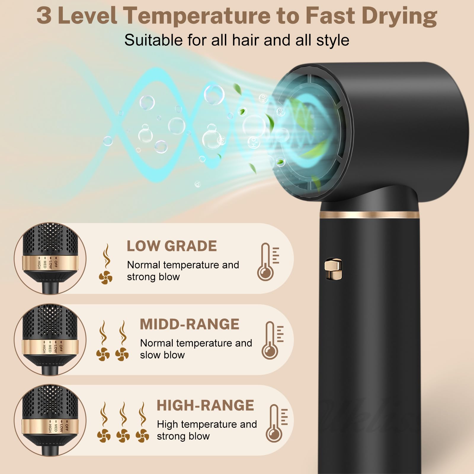 Hair Styler 5 in 1, set di styler per capelli con spazzola rotonda, spazzola ad aria calda, ferro arricciacapelli automatico Airflow