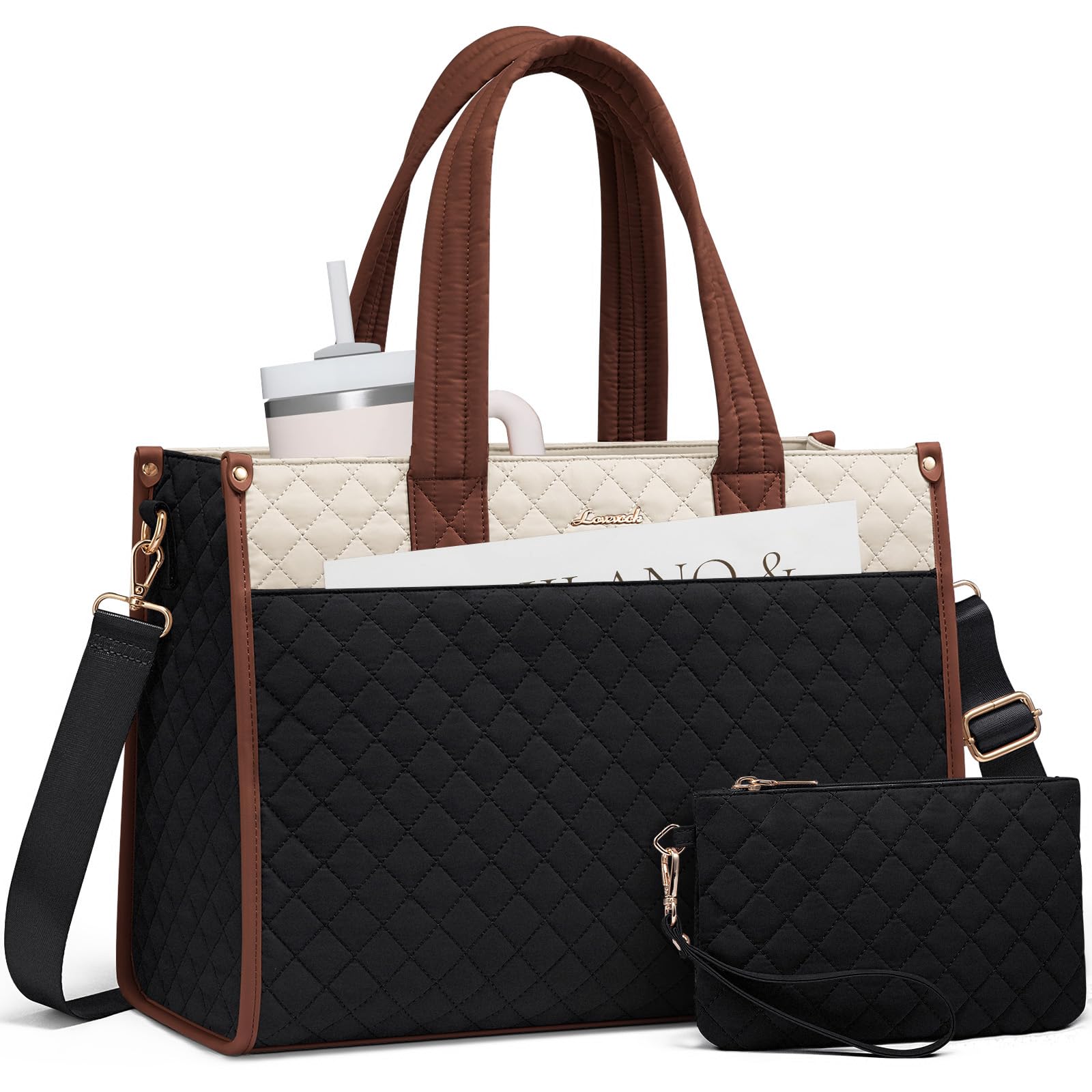 LOVEVOOK Laptop Bag for Women 15 6 Inch Laptop Tote Bag Quilted Work Tote Bags Women Professional Computer