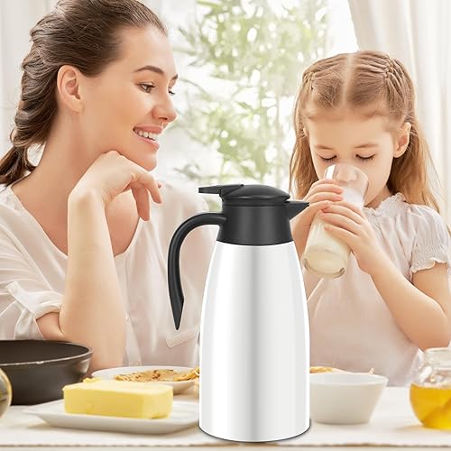 Miniatura 7 de Jarra térmica de café de 70 onzas, termo de café aislada, jarra de café de acero inoxidable para mantener el calor, botella aislada al vacío de