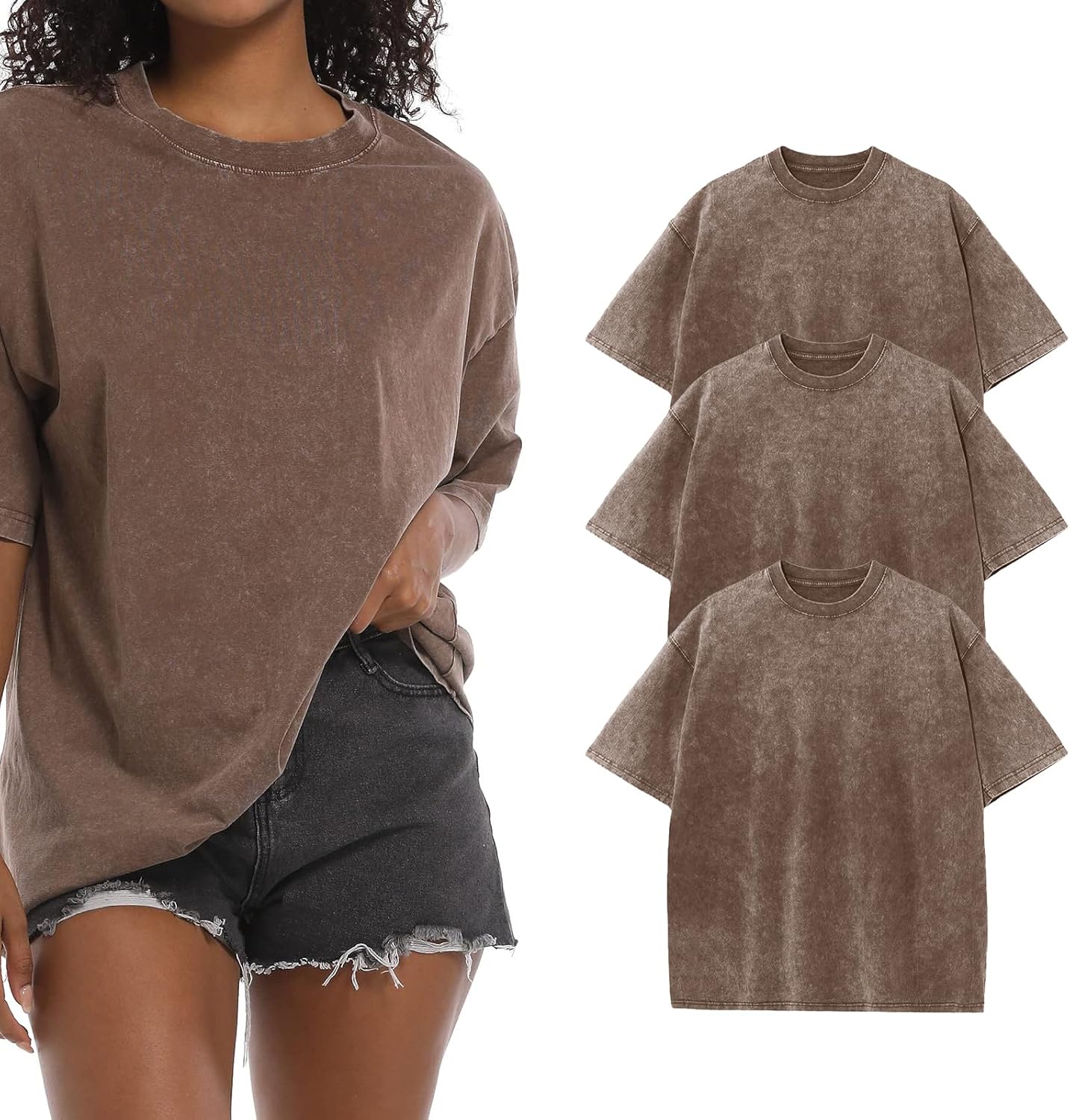 BINTEHGS Oversized Grunge Vintage t Shirts for Women Short Sleeve Cotton Casual Baggy Tees Teens Trendy Crew Neck Loose Tops