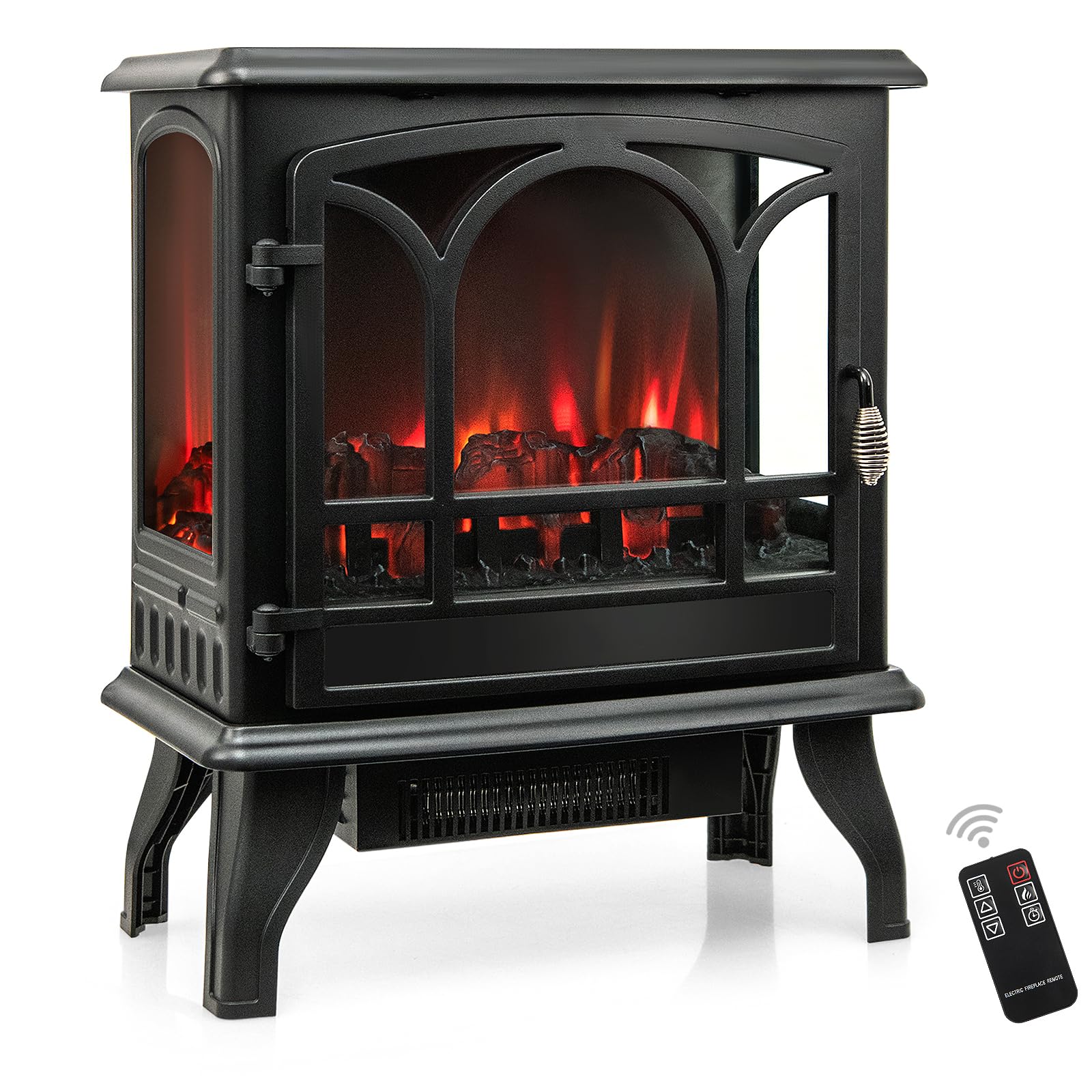 ORALNER Electric Fireplace Heater, 23-Inch Freestanding Fireplace Stove with Realistic Flame Effect, Remote & 6H Timer, Overheat Protection, Portable Fireplace for Living Room Bedroom, 1400W, Black