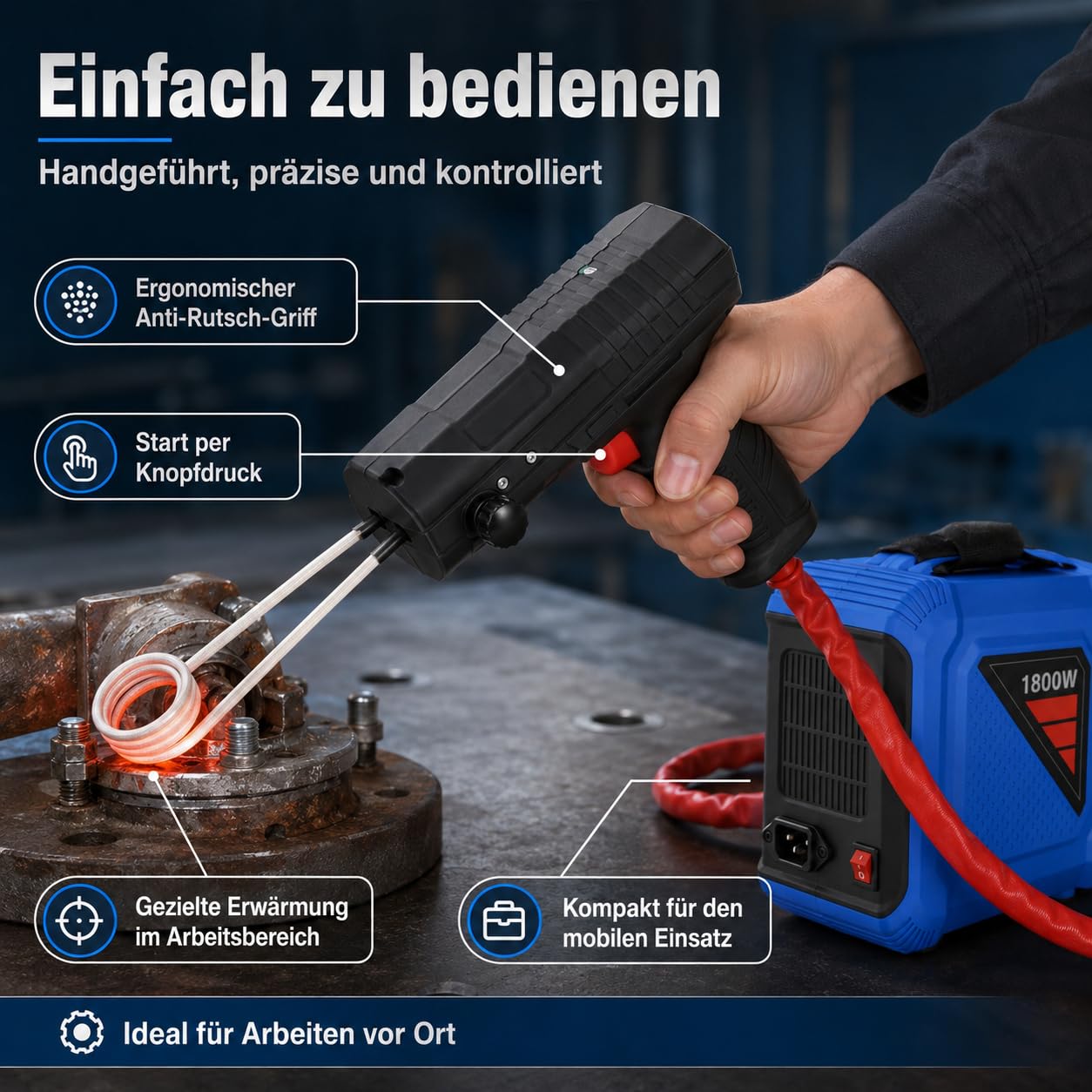 Calentador de inducción magnético para coche, 1800 W, calentador de inducción magnético con bobinas de calefacción para automóviles, tornillos, tuercas