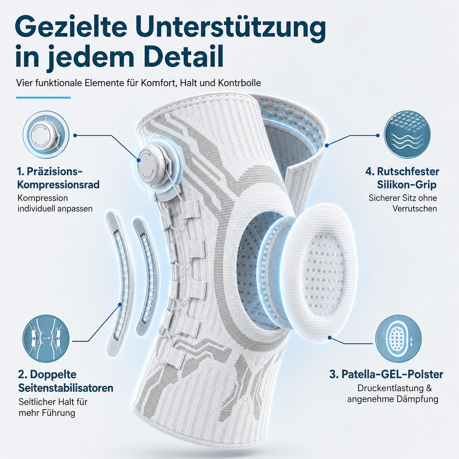 Reiteag Orthotel Kniebandage, Knieorthese Mit Patellaschutz, Stabilisierungsgurt und Vier-Wege-Kompression Bietet Optimale Unterstützung und Komfort