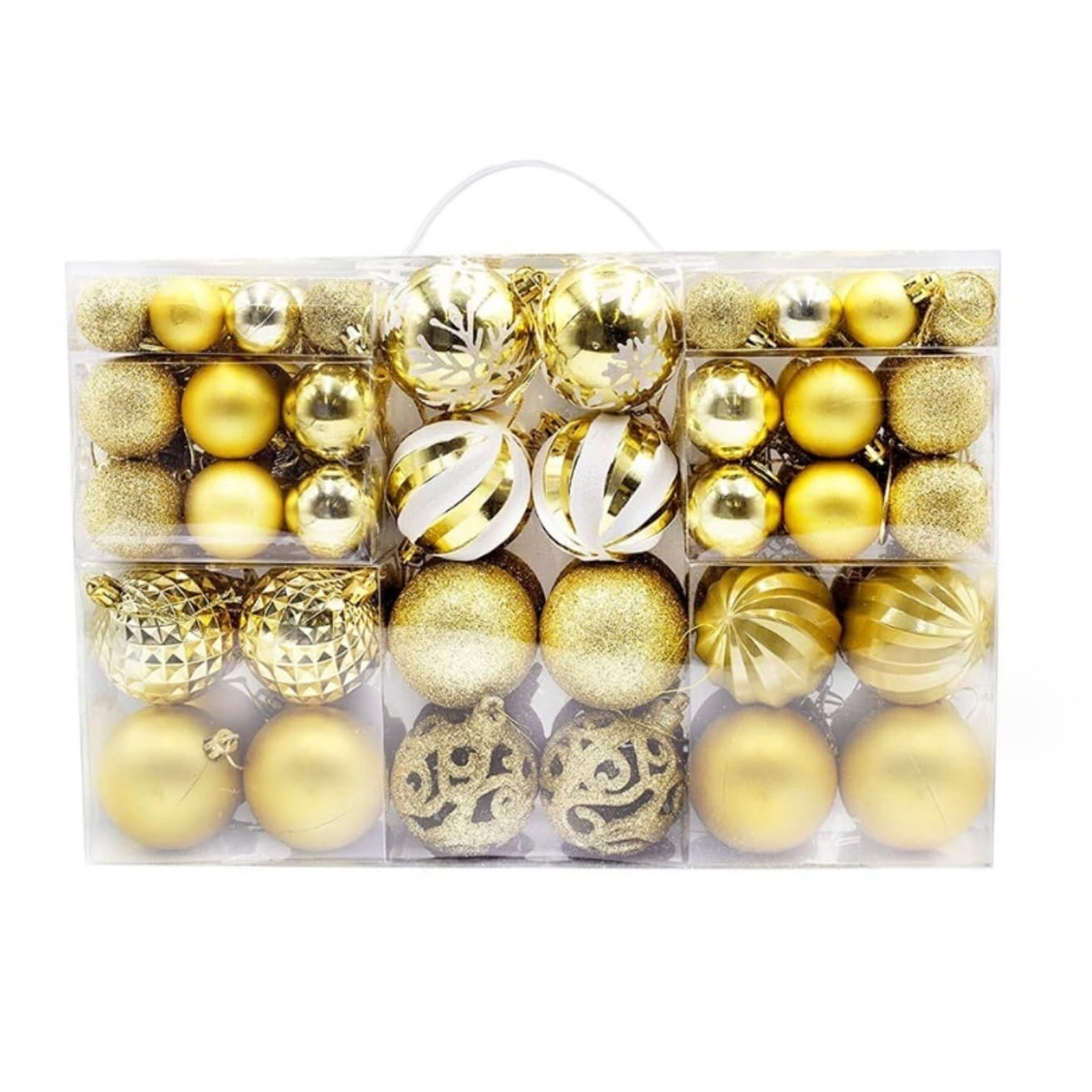 Bombki Choinkowe Ozdoby 100 Sztuk Bombki Świąteczne Nietłukące Ozdoby Choinkowe DIY Wiszące Kulkowe Na Wesele Bombki świąteczne(Gold)
