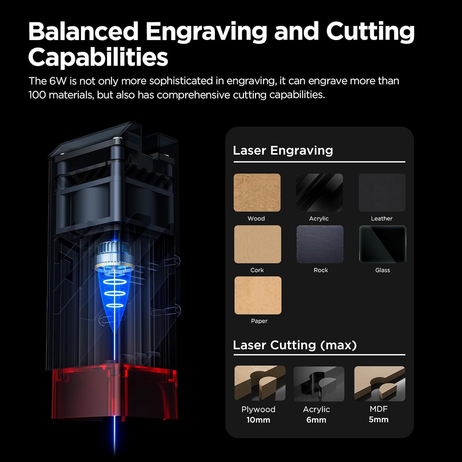 Laser Engraver Machine, P1 S Pro 10W(10000mW) Cutting Machine 380x370mm Large Area, WiFi Control, Engraves Wood Acrylic Leather Glass Metal for DIY, Crafts & for Small Business - Image 8