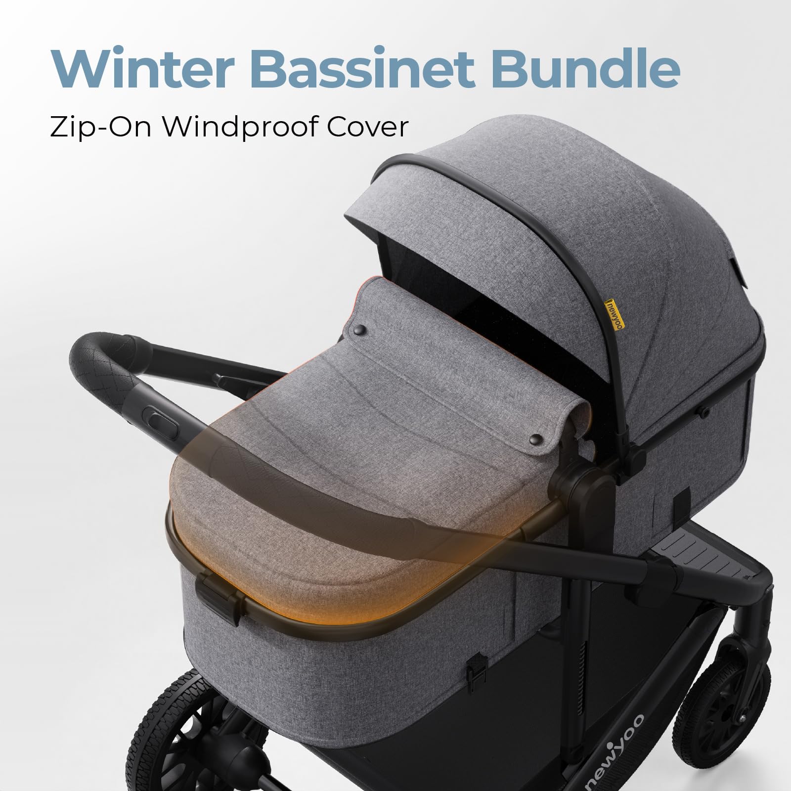 newyoo Bassinet Stroller for Baby, Nestro 516M, Convertible Infant Strollers w Reversible Seat & Cup Holder, 2-in-1 Rear-Facing Pram from Newborn to Toddler, One-Hand Easy Fold, Grey