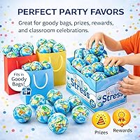 Vista 7 de Paquete de 24 minibolas de espuma suave con forma de globo, juguete de 2.5 pulgadas, juguete de mundo exprimible para aliviar el estrés, novedades