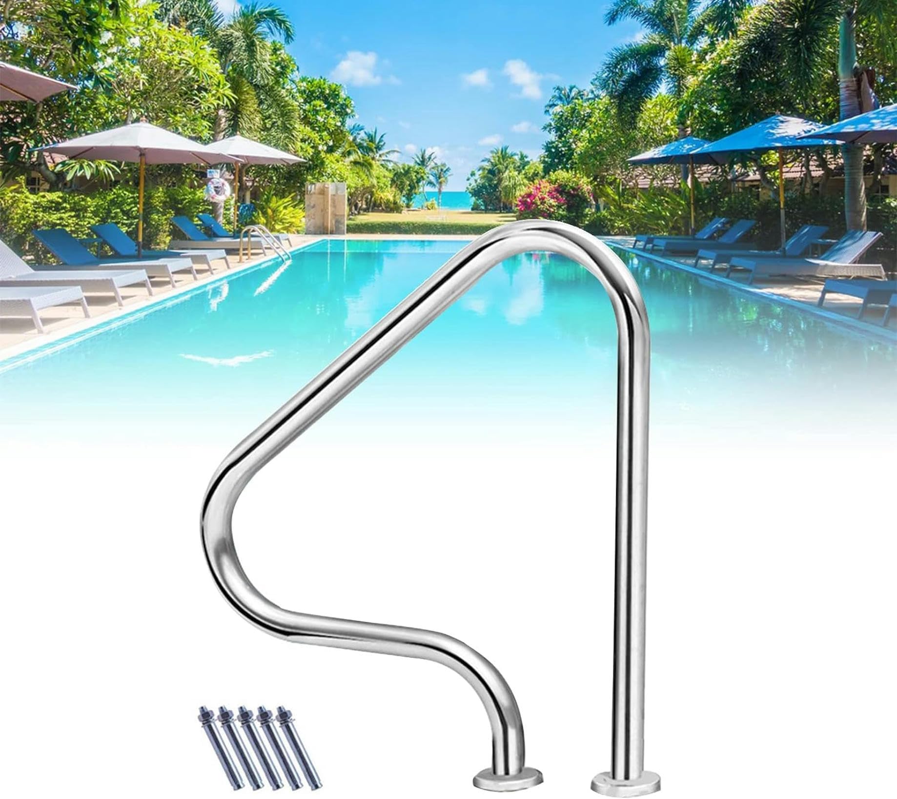 Main courante de piscine en acier inoxydable pour un accès sécurisé aux bassins creusés