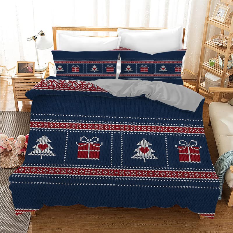 Housse de couette 160x200 bleu en microfibres de 110g/m² avec 2 taies d'oreiller