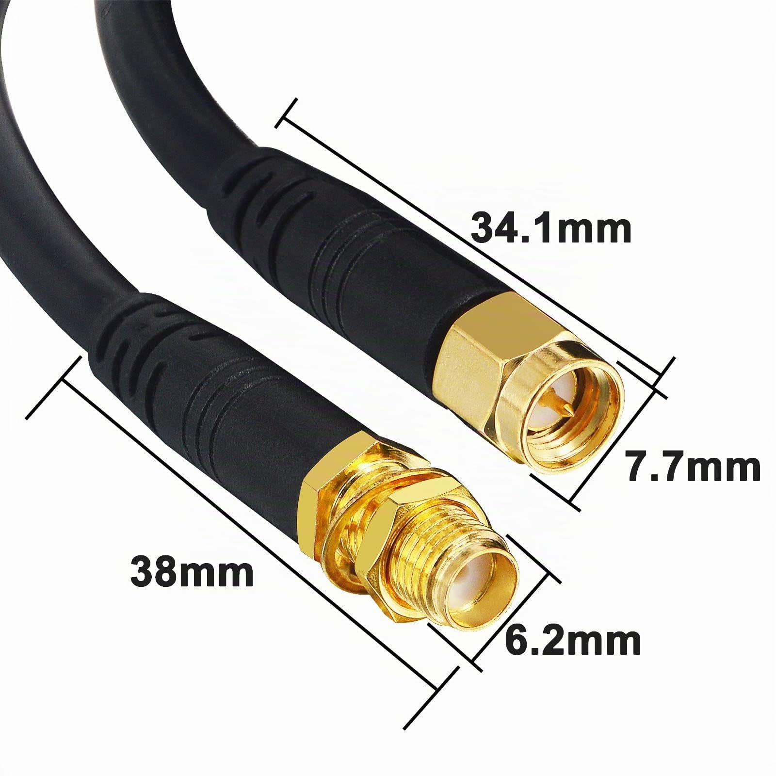RG58/U SMA Cavo coassiale da maschio a femmina 3M - Cavo di prolunga a bassa perdita per router WiFi 3G 4G LTE router LAN antenna (non per TV)