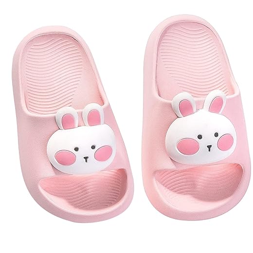 Bunny Toddler Slides Slipper Unisex Child Boys & Girls Slide Sandals for Kids Flip Flops Comfy Shower Slippers Beach Garden Shoes, Pink Bunny Big_kid 1-1.5
