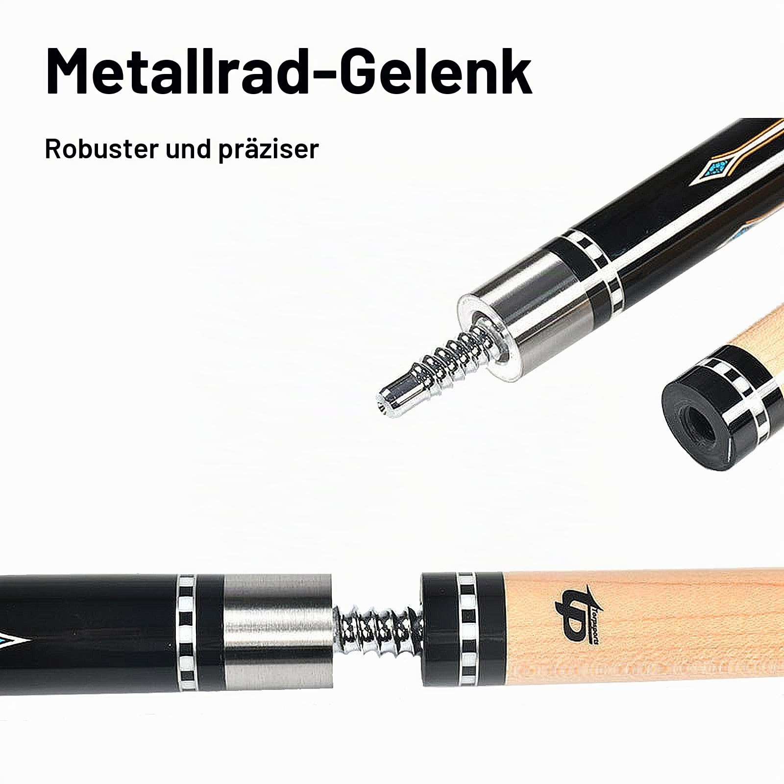 Pool Queue mit tragbarem Hartschalenetui, 57" Maple-Pool Queue Set, 12,5 mm Lederspitze 20 Unzen