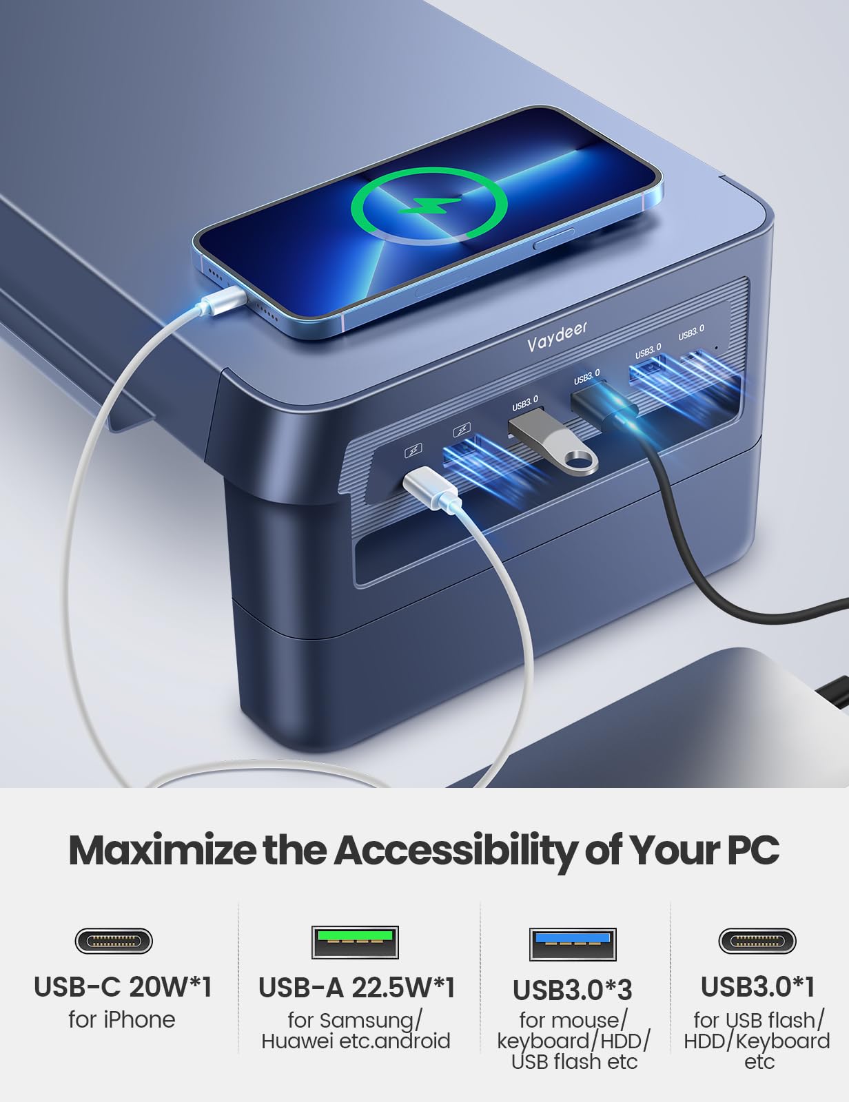 Amazon.com: Vaydeer USB 3.0 Monitor Stand, Metal Height Adjustable