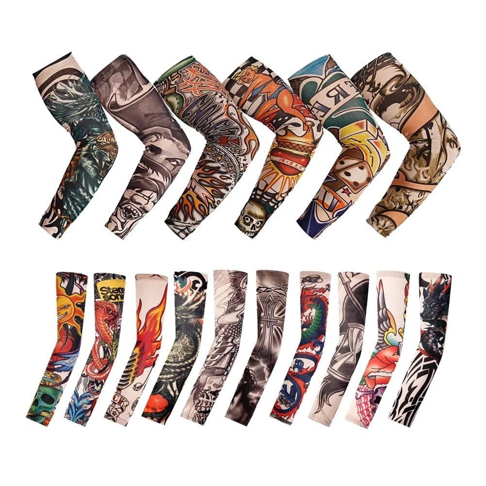 Manga de brazo con diseño de flores, manga de tatuaje para verano, manga de hielo fresco, protector solar, manga elástica para brazo UV