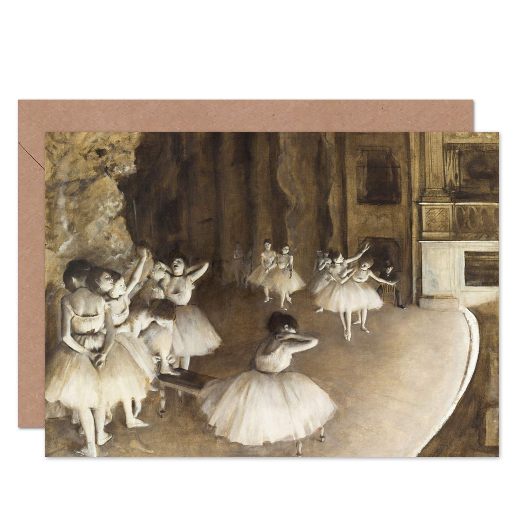 Artery8 Edgar Degas Ballet Rehearsal On Stage Fine Art Greeting Card Plus Envelope Blank Inside