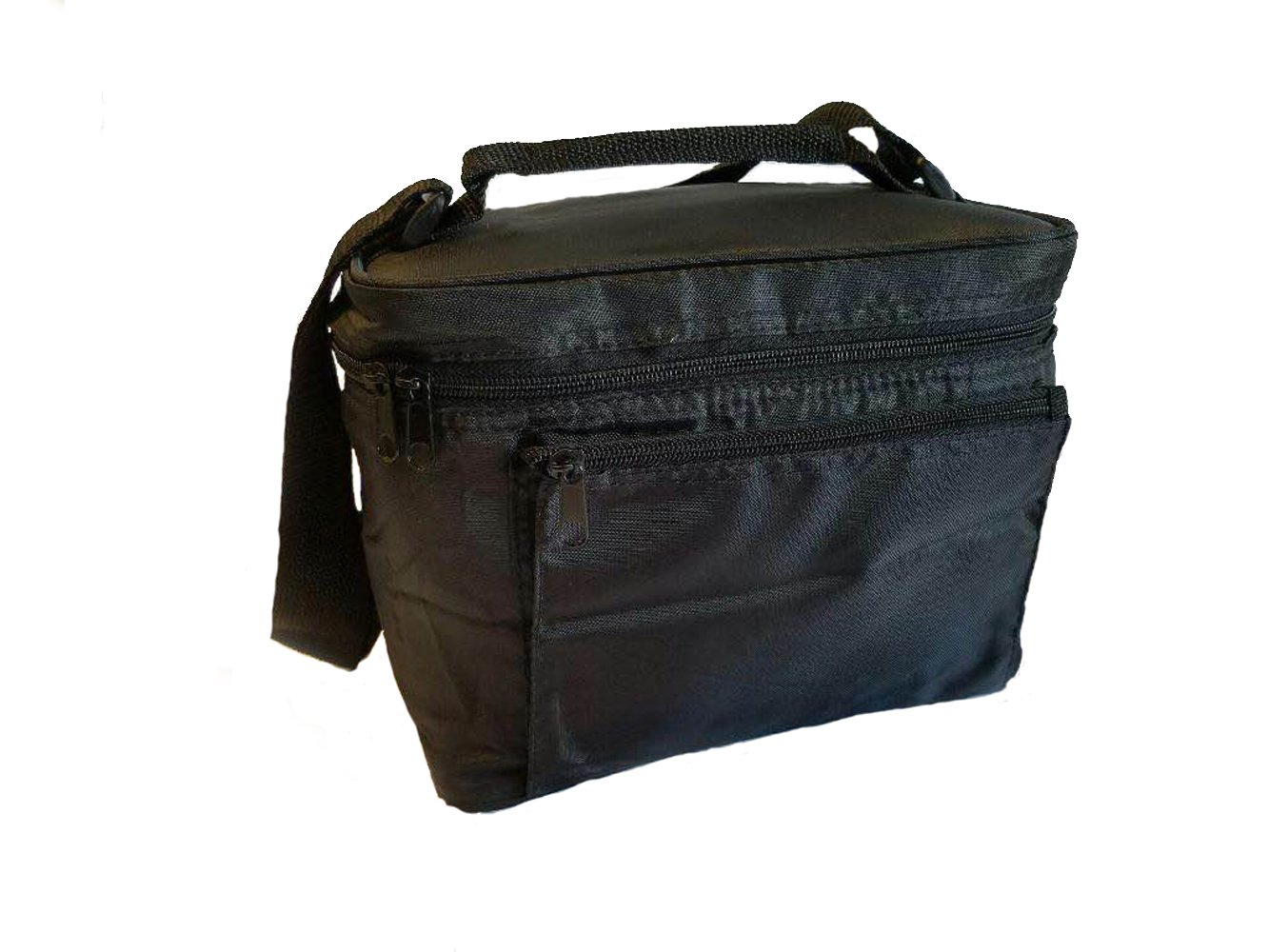 9.5" Mini Insulated Cooler Bag, Thermal Lunch box, Lunch Bag W/Shoulder Strap, Black