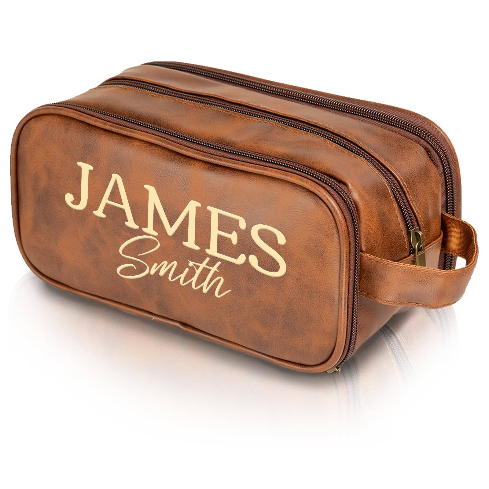 PUREFLY Personalized Toiletry Bag for Man Gifts, Leather Travel Bag for Groomsmen Gifts, Toiletries Travel Organizer Customized Name Initials, Gifts