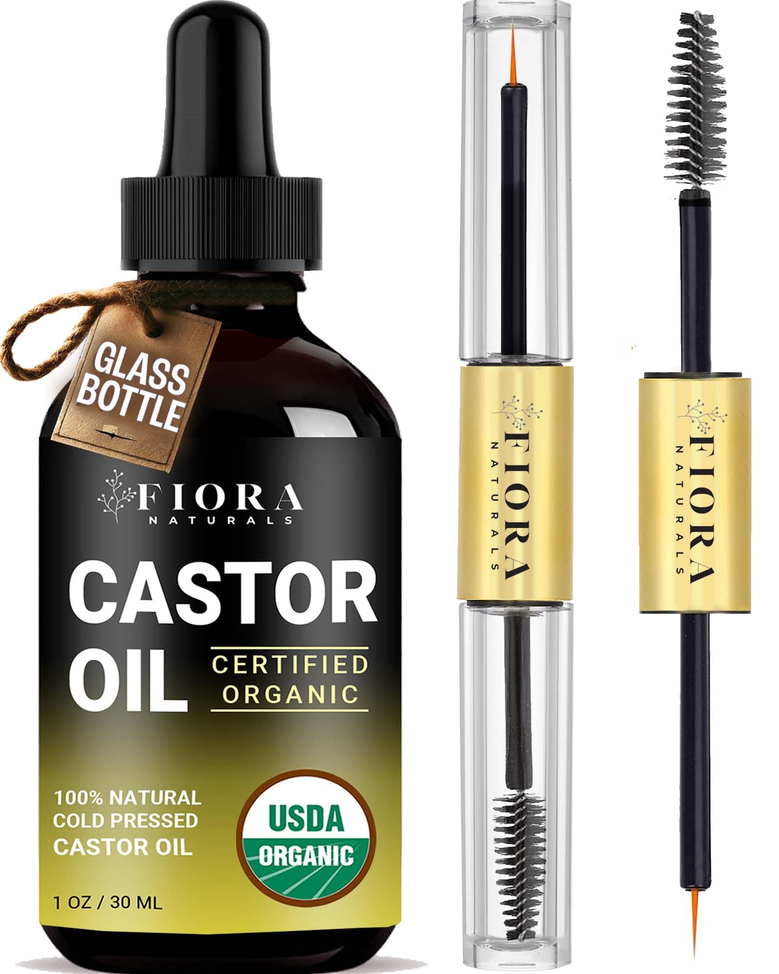 Organic Cold Pressed Castor Oil USDA Certified Eyelash, Hair Growth, 1 oz 1 Fl Oz (Pack of 1)