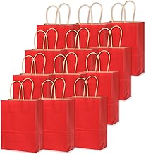 Amit Marketing Small Paper Bag with Handles - 6X3.15X8.25 Inch I Kraft Paper Bags I for Return Gifts, Wedding, Birthday, Party Favours, Shopping, Retail, Grocery, Craft & Business Use (Red, Set of 10)