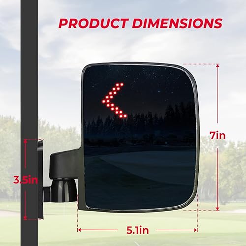 Miniatura 4 de KEMIMOTO Golf Cart Side Mirrors with LED Turn Signal Lights, Universal Rear View Mirrors Compatible with Club Car, EZGO, ICON, Drive, and Kandi Golf