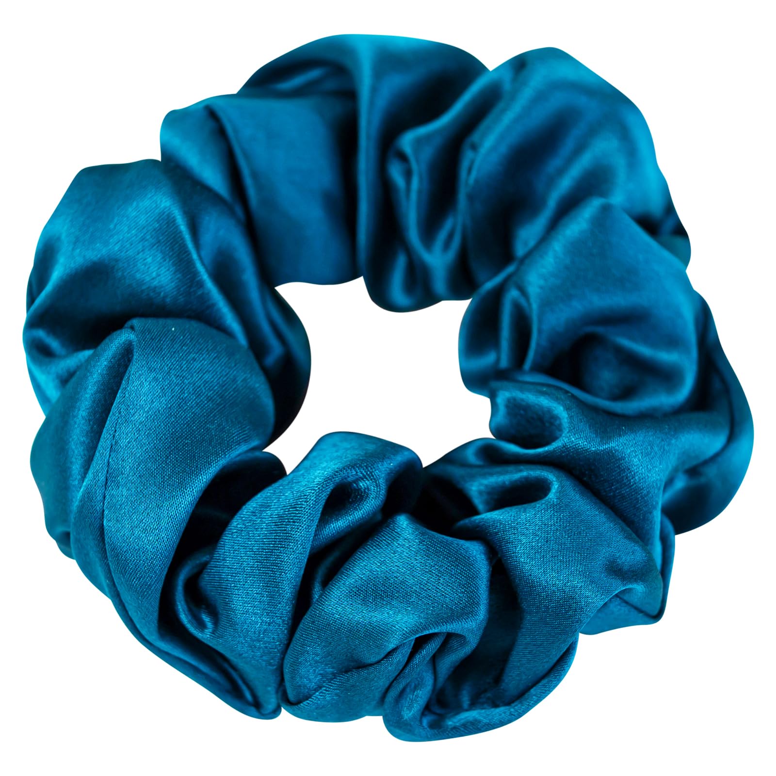 100% Mulberry Silk Hair Tie Silk Hair Scrunchies Hair Decoration Without Hair Damage Prevents Frizz 1pack (Peacock Blue)