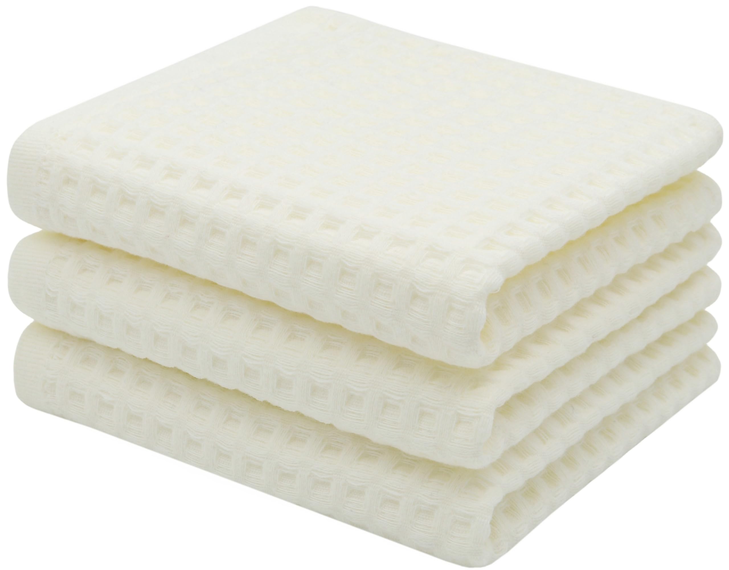 Mia's Dream Cotton Waffle Bathroom Hand Towels & Facial Towels Set, Premium Quality, Quick Drying, 3 Pack, 13" x 27" (Beige)