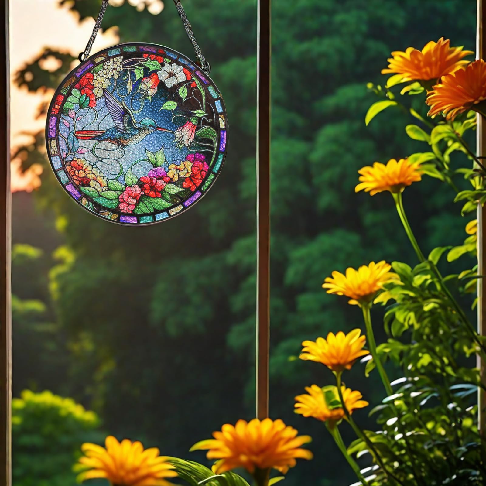 Attrape-soleil En Verre Teinté En Forme De Colibri De 19,8 Cm