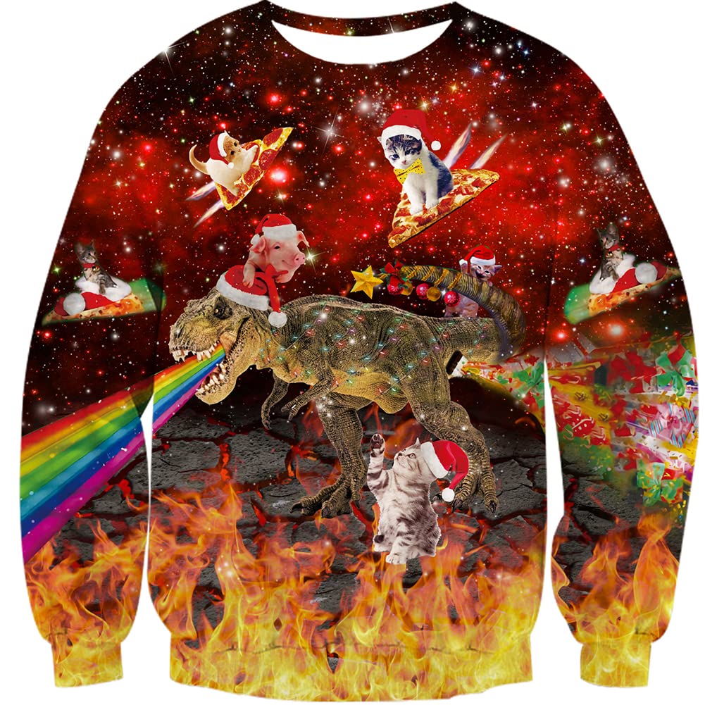 Loveternal Unisex Hässliche Weihnachtspullover 3D Druck Ugly Christmas Sweater Langarm Xmas Pullover Jumper S-3XL