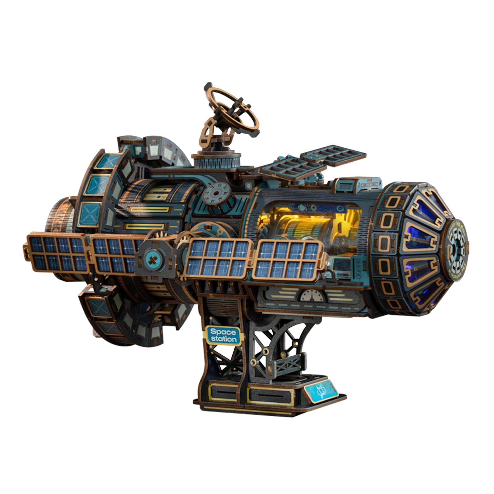 3D Wooden Puzzles for Adults Black Space Station DIY Model Kit