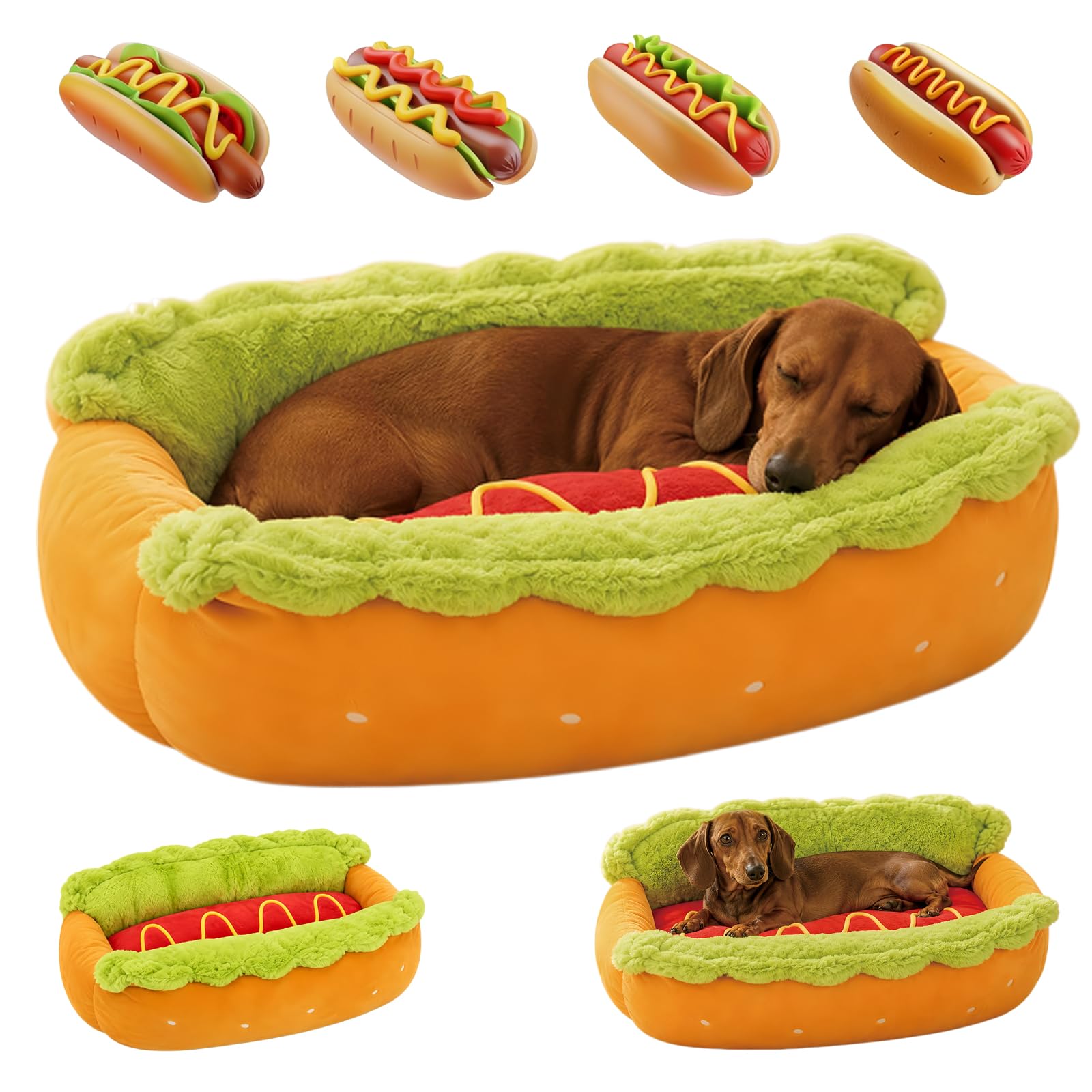 hot dog dog bed for dachshund，Hotdog Design sausage dog bed，L