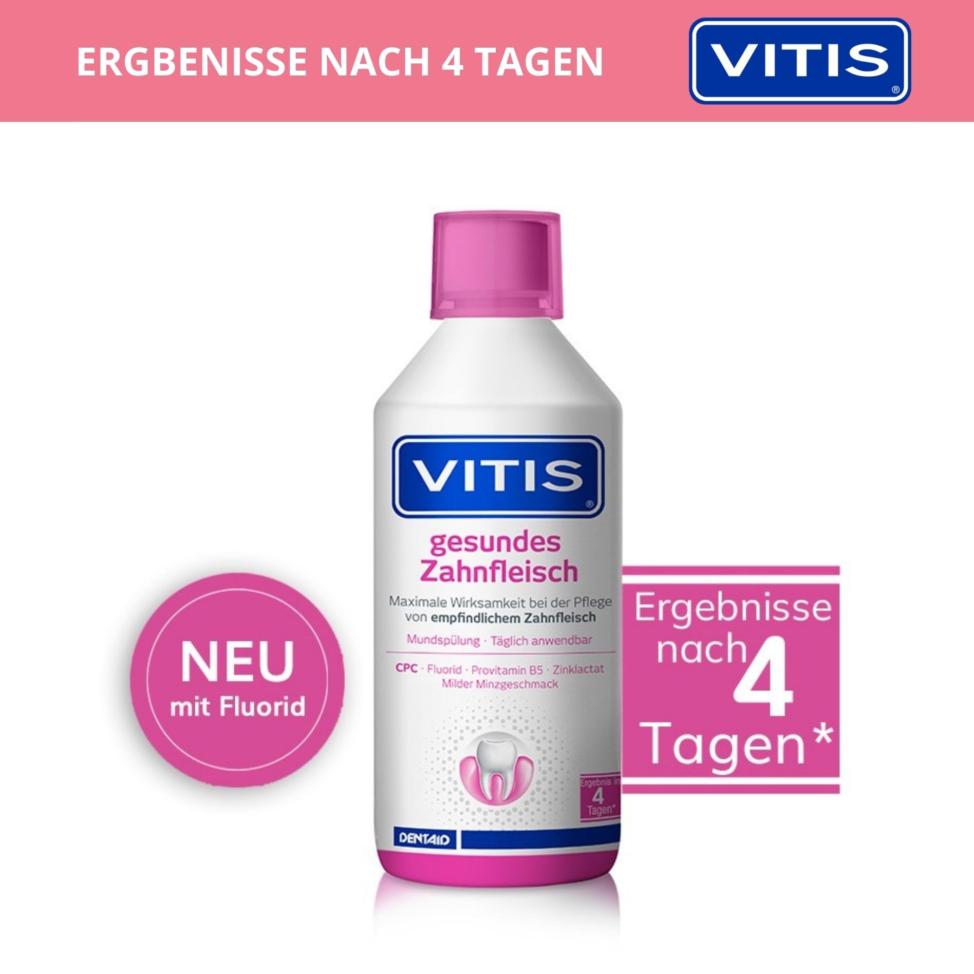 VITIS Kit de cuidado dental saludable para las encías – pasta de dientes y enjuague bucal + cepillo de dientes gingival – para el cuidado bucal diario