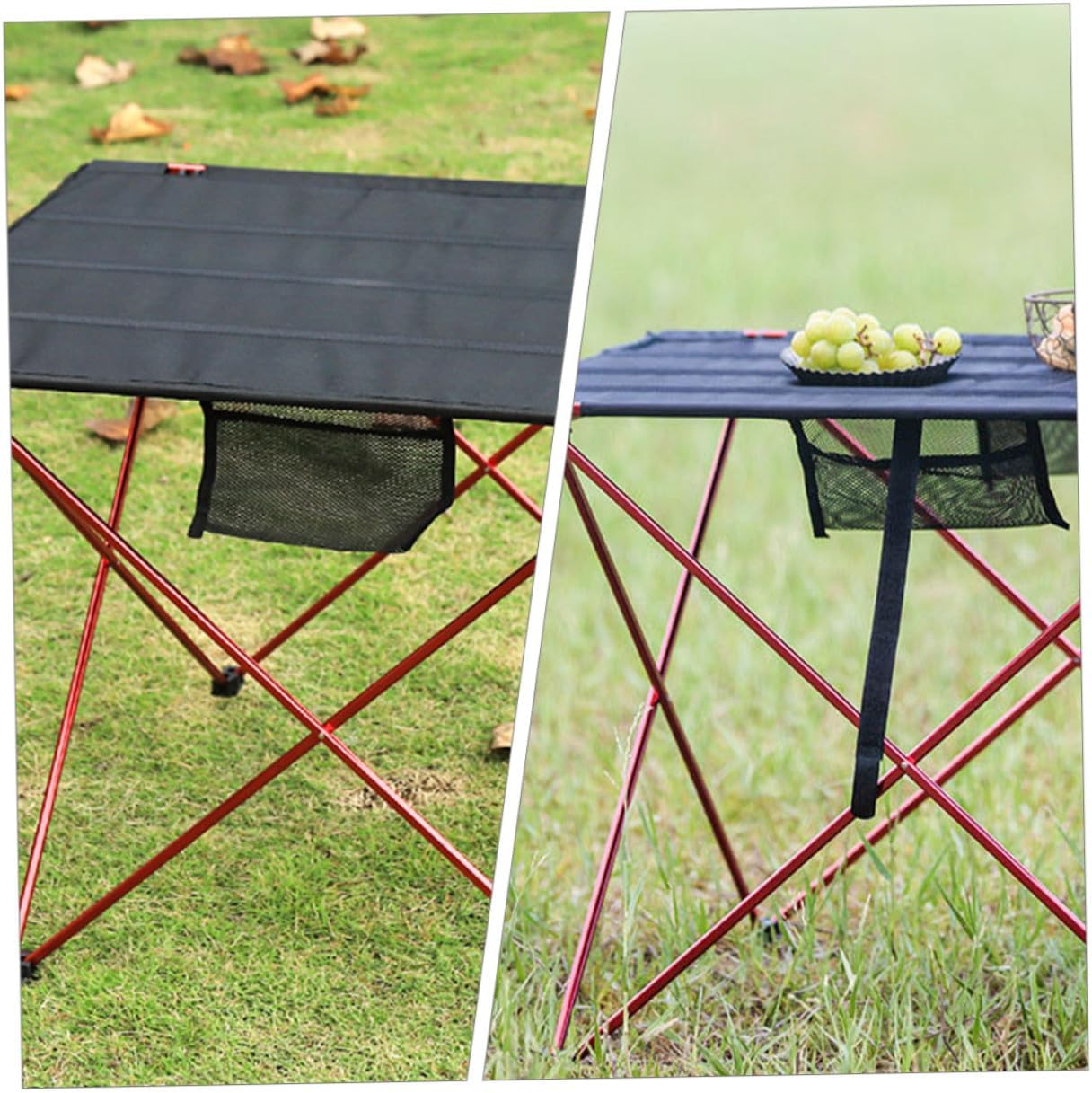Kisangel Folding Camping Table Portable Outdoor Folding Table Lightweight Aluminum Alloy Picnic Desk with Carry Handle Medium Red for Hiking and Beach
