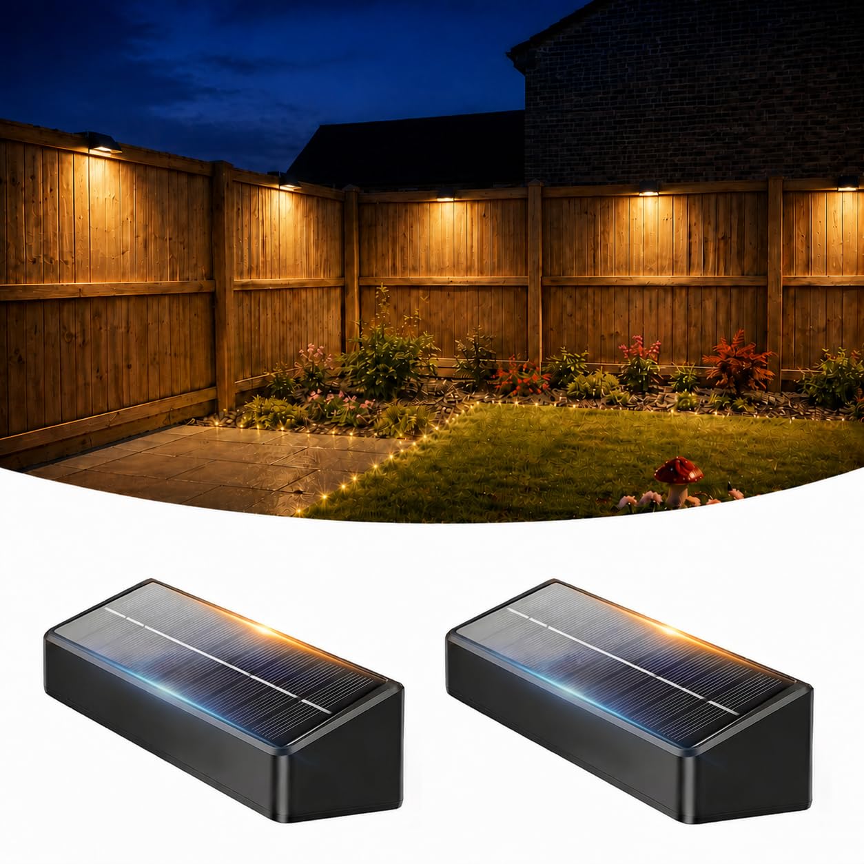 VOLISUN Solar Fence Lights Outdoor Garden,12 Pack RGB Solar Wall Lights Outdoor Waterproof, Bright Solar Powered Garden Fence Lights 9 Color Modes for Deck Patio Decking Gate Yard Decoration (Black)