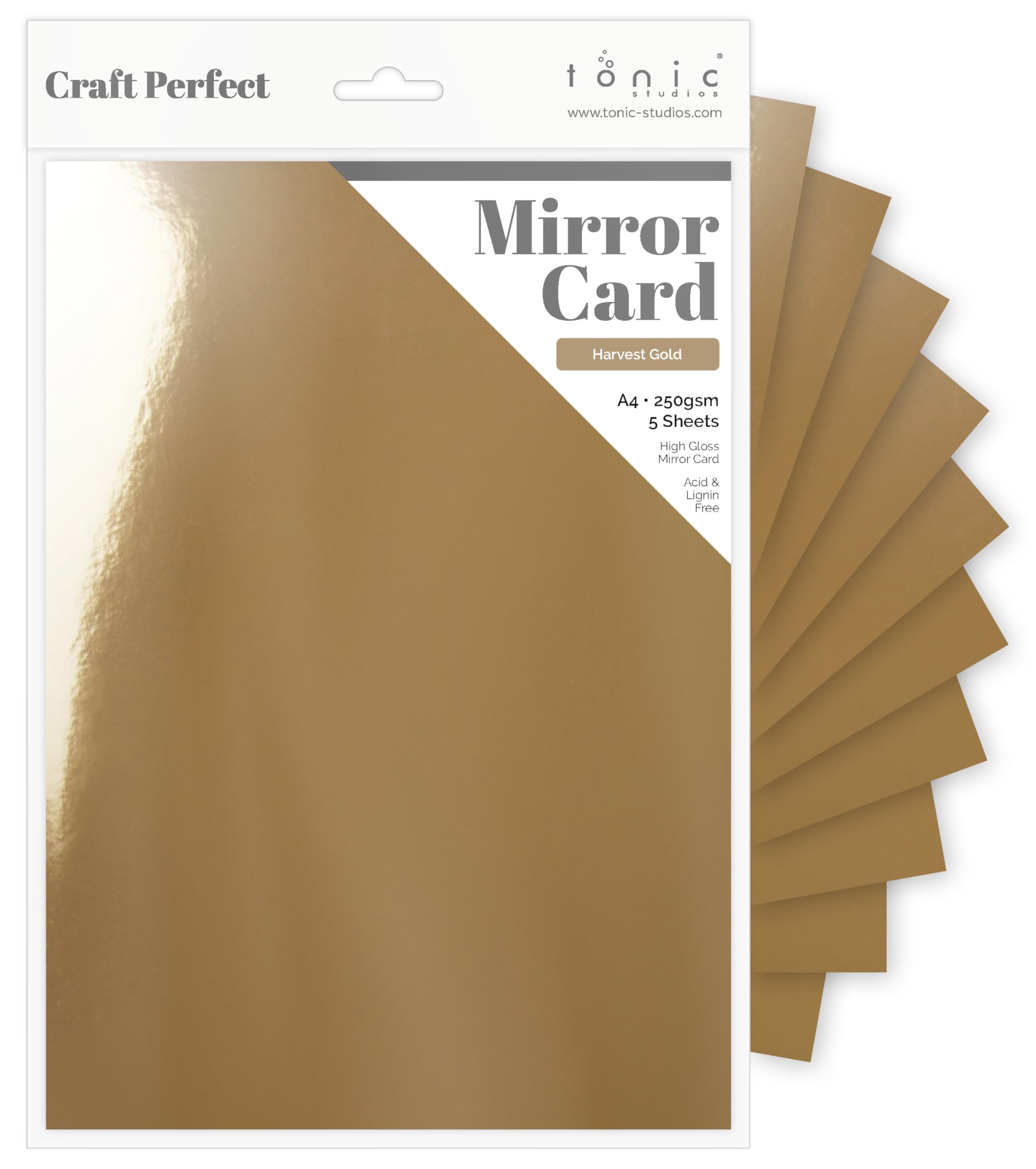 Craft Perfect High Gloss Mirror Card A4, Harvest Gold