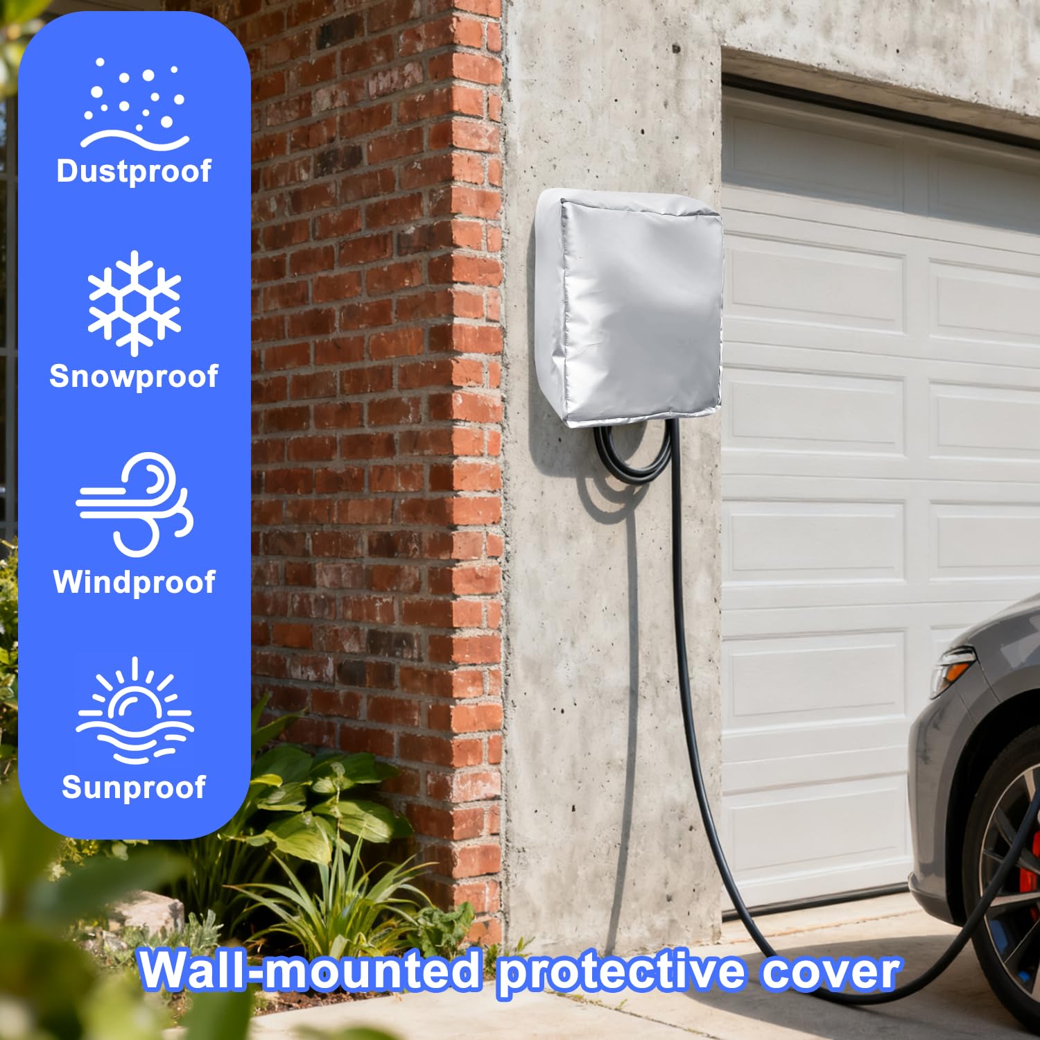 Wallbox daszek chroniący przed warunkami atmosferycznymi do stacji ładującej, montaż ścienny, tkanina Oxford, ochrona przed warunkami atmosferycznymi, osłona do Wallboxa, stacja ładująca EV (40 x 32 x