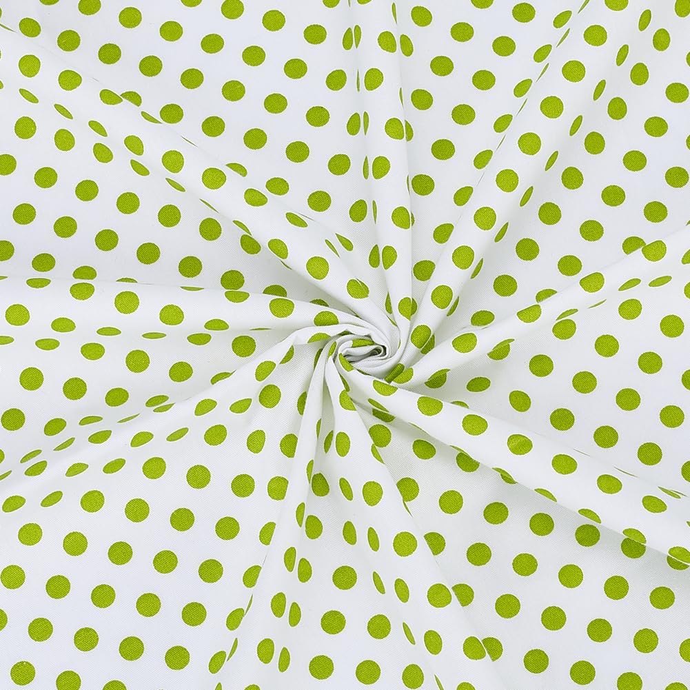 AHANDMAKER 1 Yards Green Polka Dots Fabric, 63" Wide Green Polka Dots Printed White Cotton Fabric Quilting Patchwork Fabrics for Quilting Handmade Sewing Clothing Accessories DIY Craft Supplies
