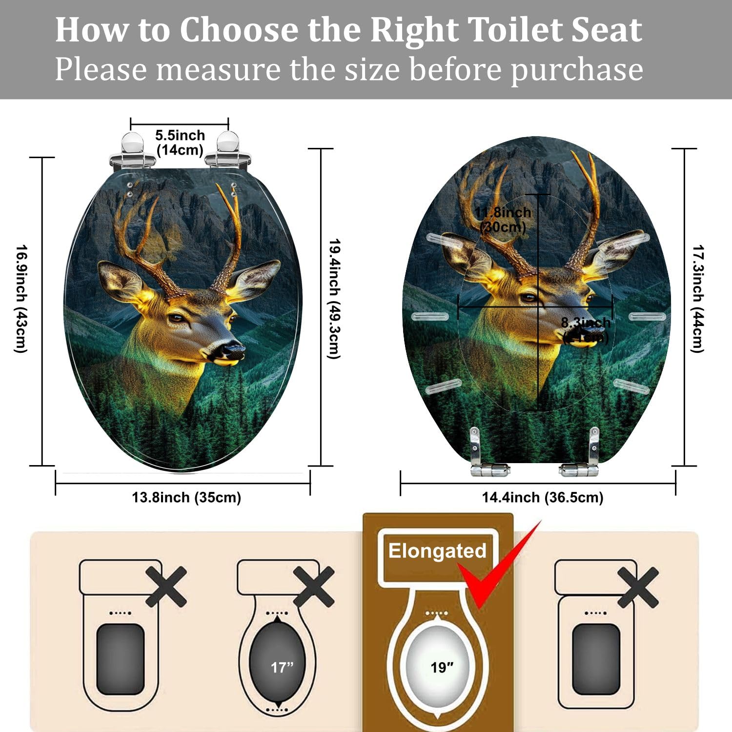 Asiento de inodoro alargado para uso en el baño