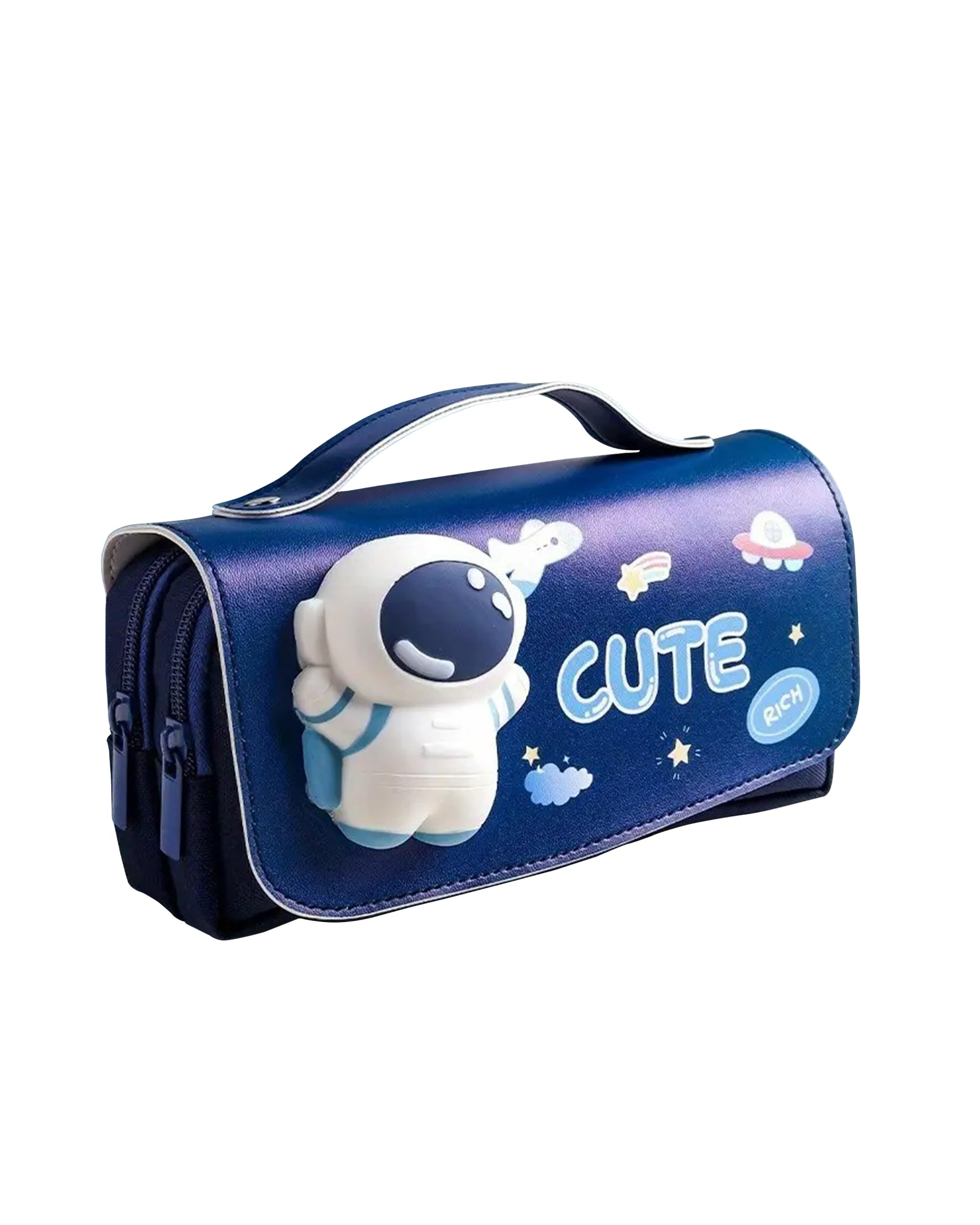 kDhyani Enterprises Cute 3D Pencil Pouch with Easy to Carry Handle Large Capacity 3 Waterproof Compartments Smooth Zipper for School Children Boys & Girls Decompression Case Printed Kids (Dark Blue) (B0CFHQG6MP) Amazon Price History, Amazon Price Tracker
