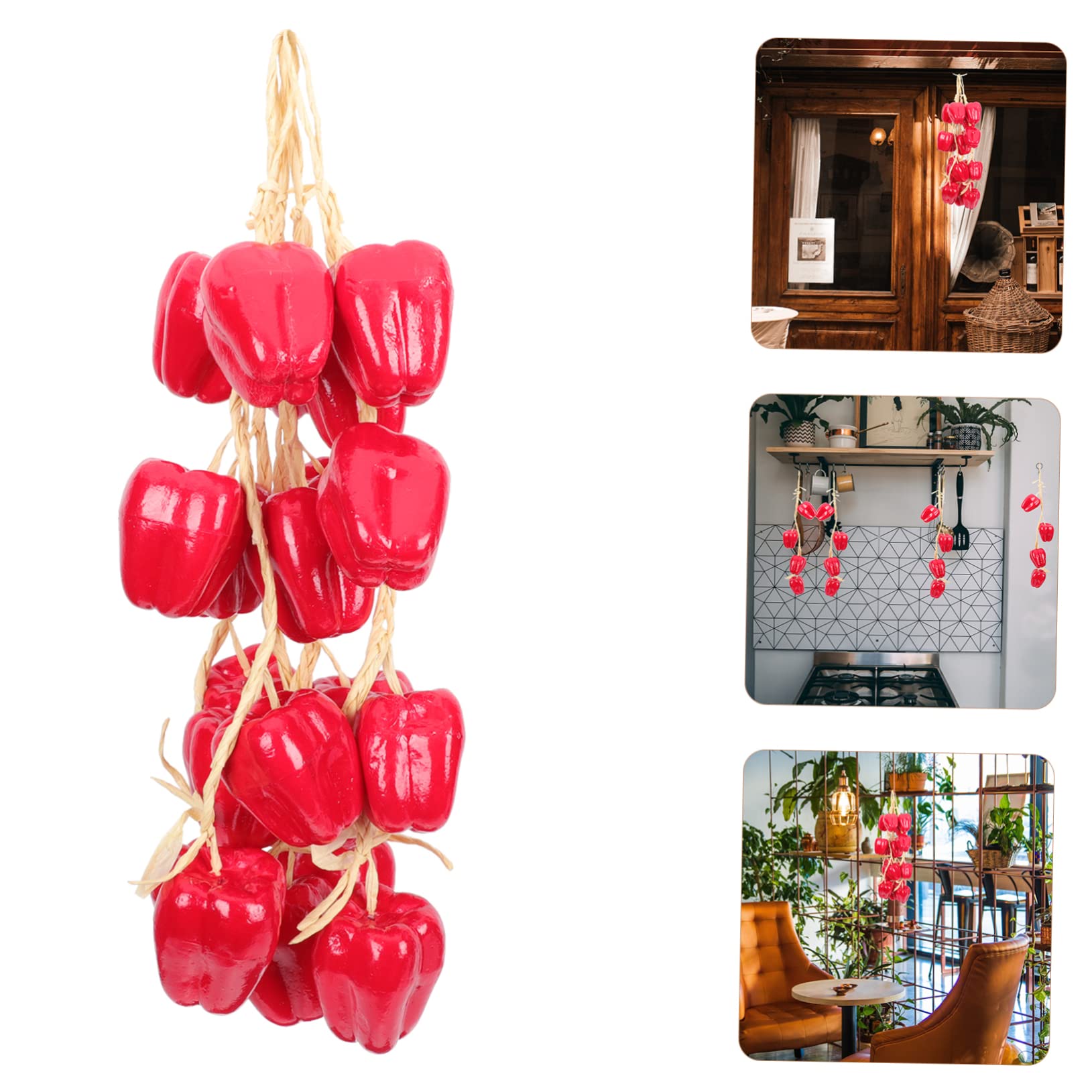 Alipis 2 Set Peperoncino Simulato Appeso Con Corda Peperoncino Piccante Ghirlanda Di Frutta E Verdura Peperone Artificiale Decorazioni Per Piante Di Verdura Finte 5 pezzi * 2