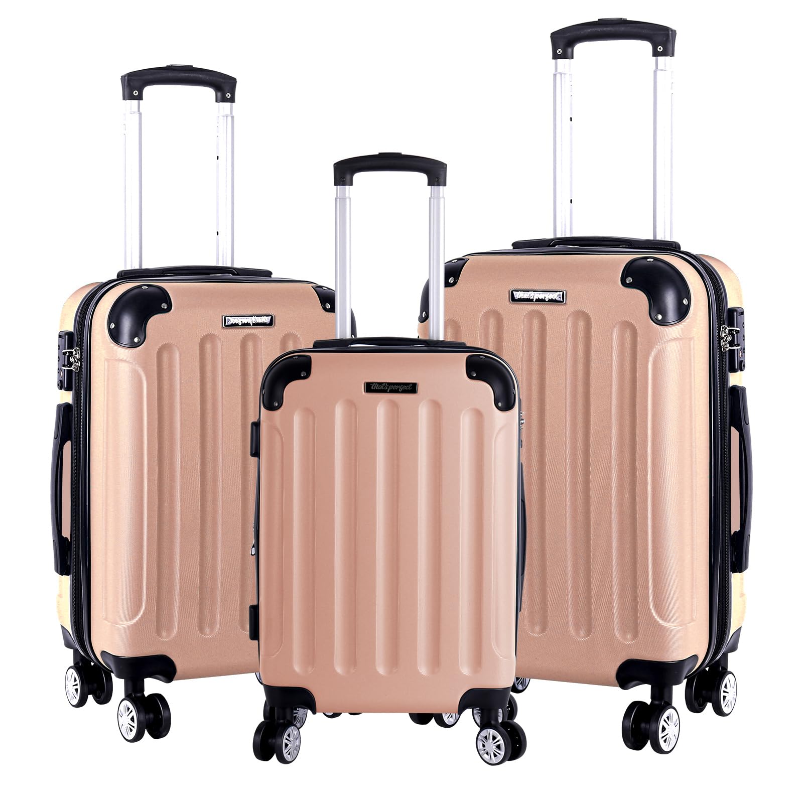 3er Kofferset - Robuste ABS- Hartschalenkoffer, TSA-Zahlenschloss, erweiterbare Kapazität - in M, L, XL - Eckenschutz, 360° drehbare, leise Doppelräder & Teleskopgriff, Handgepäcktauglich & stapelbar