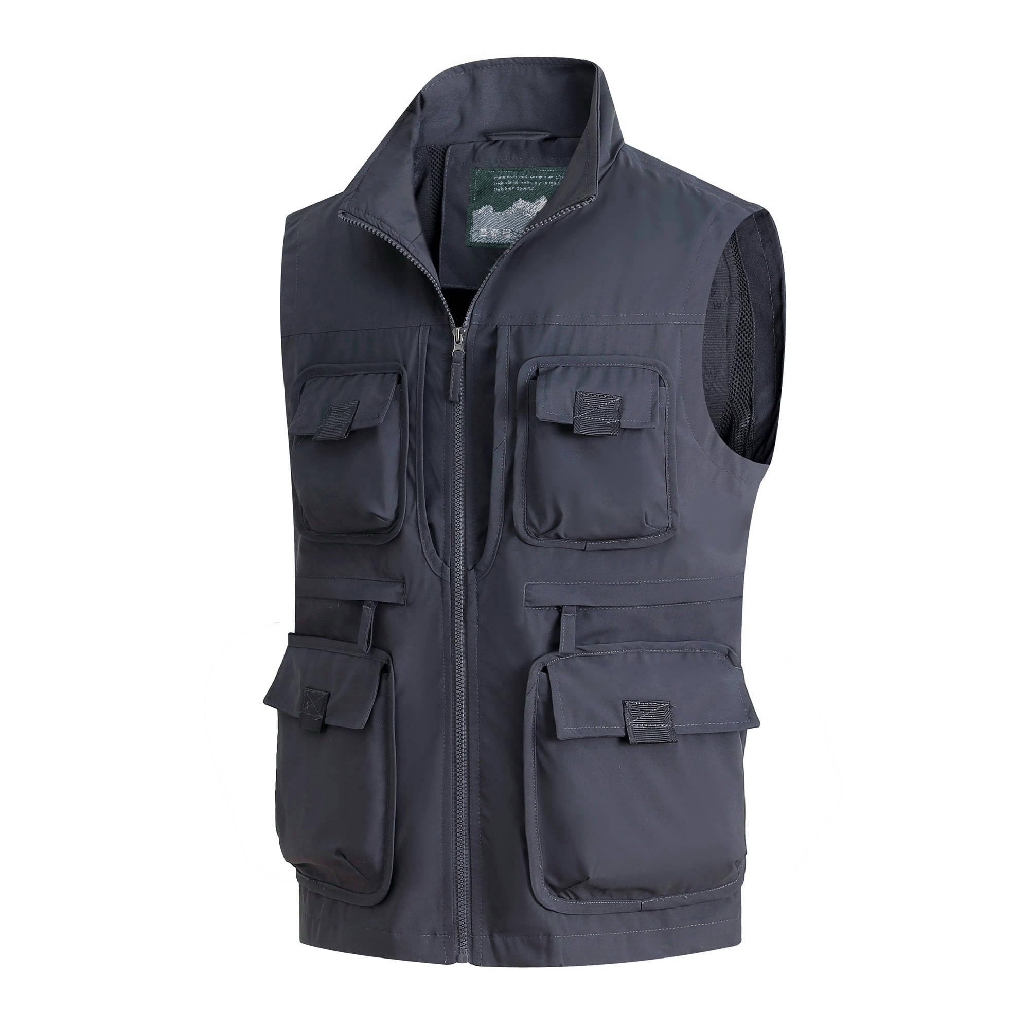 Chaleco de pesca multibolsillos para hombre chaqueta ligera de secado rápido 8