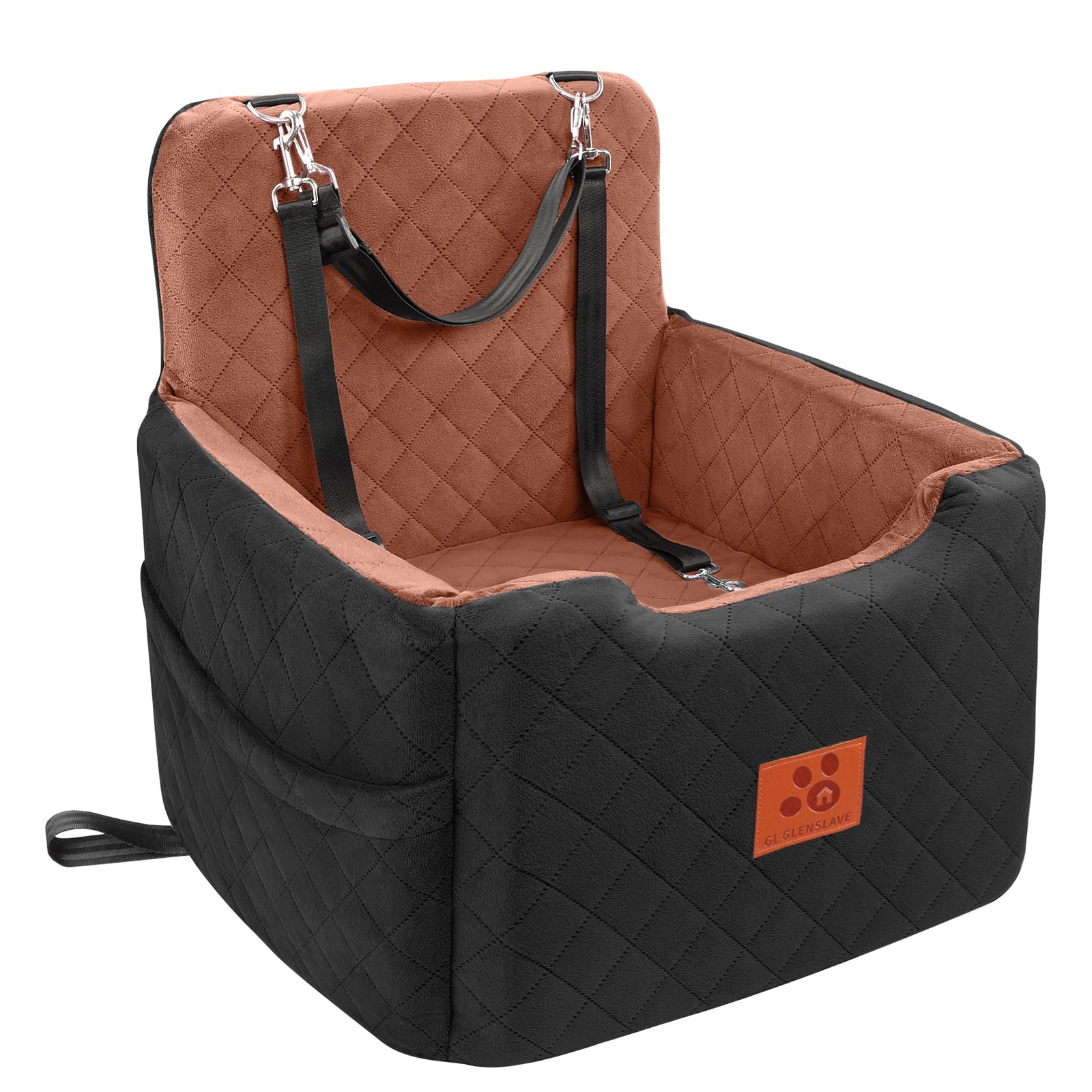 GL GLENSLAVE Hundeautositz für kleine/mittlere Hunde unter 15 Kgs,Hundesitzerhöhungen,Abnehmbarer und waschbarer Haustierautositz,Hundebett mit 2 Sicherheitsgurten